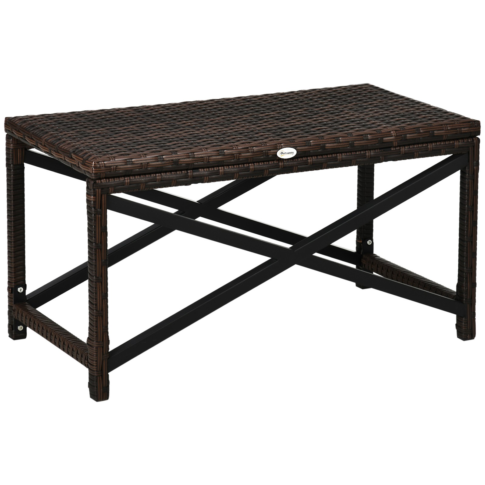 Outsunny PE Wicker Outdoor Coffee Table, Rattan Side Table w/ Plastic Board