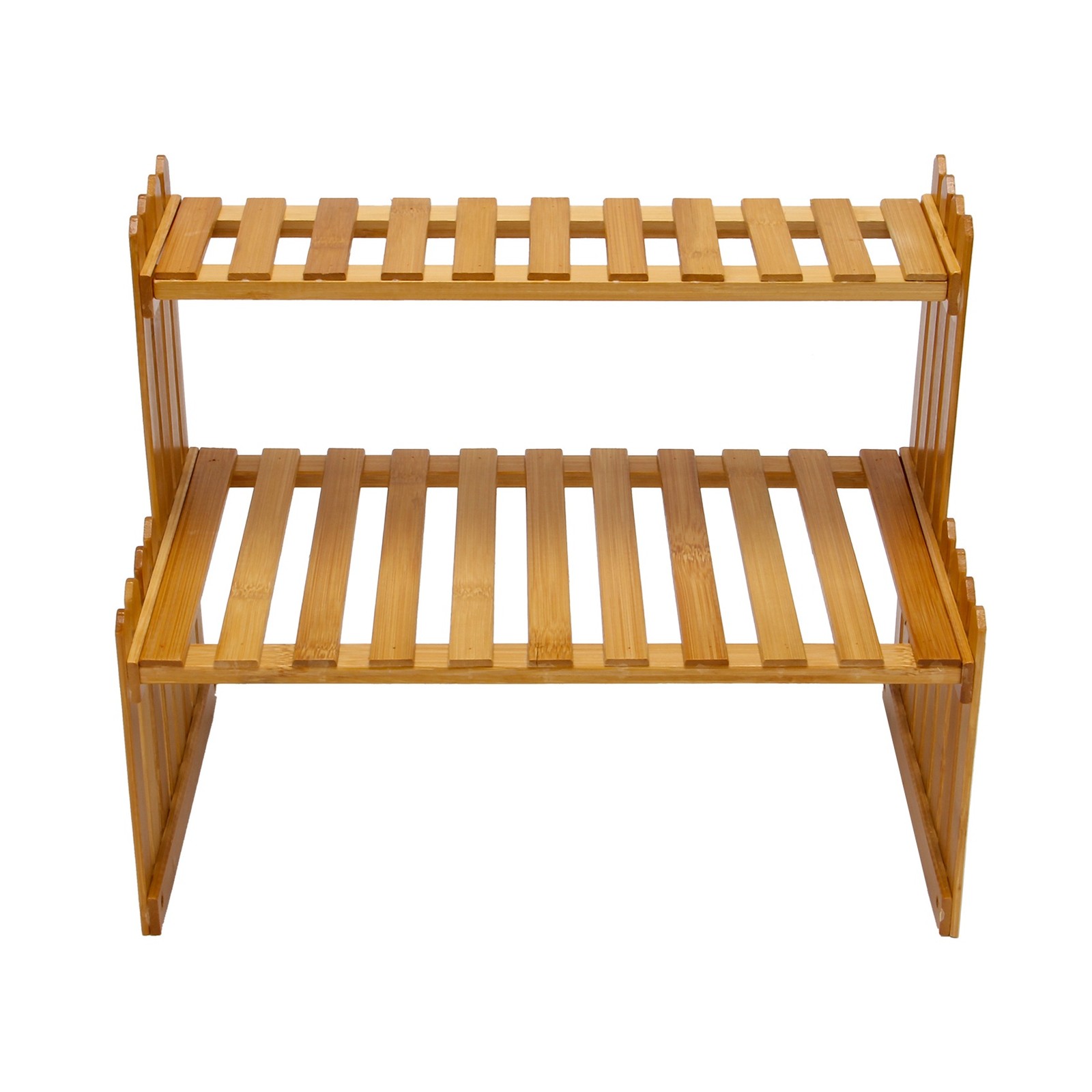 2 Layers Bamboo Storage Rack Kitchen Spice Jar Bottle Seasoning Rack9272