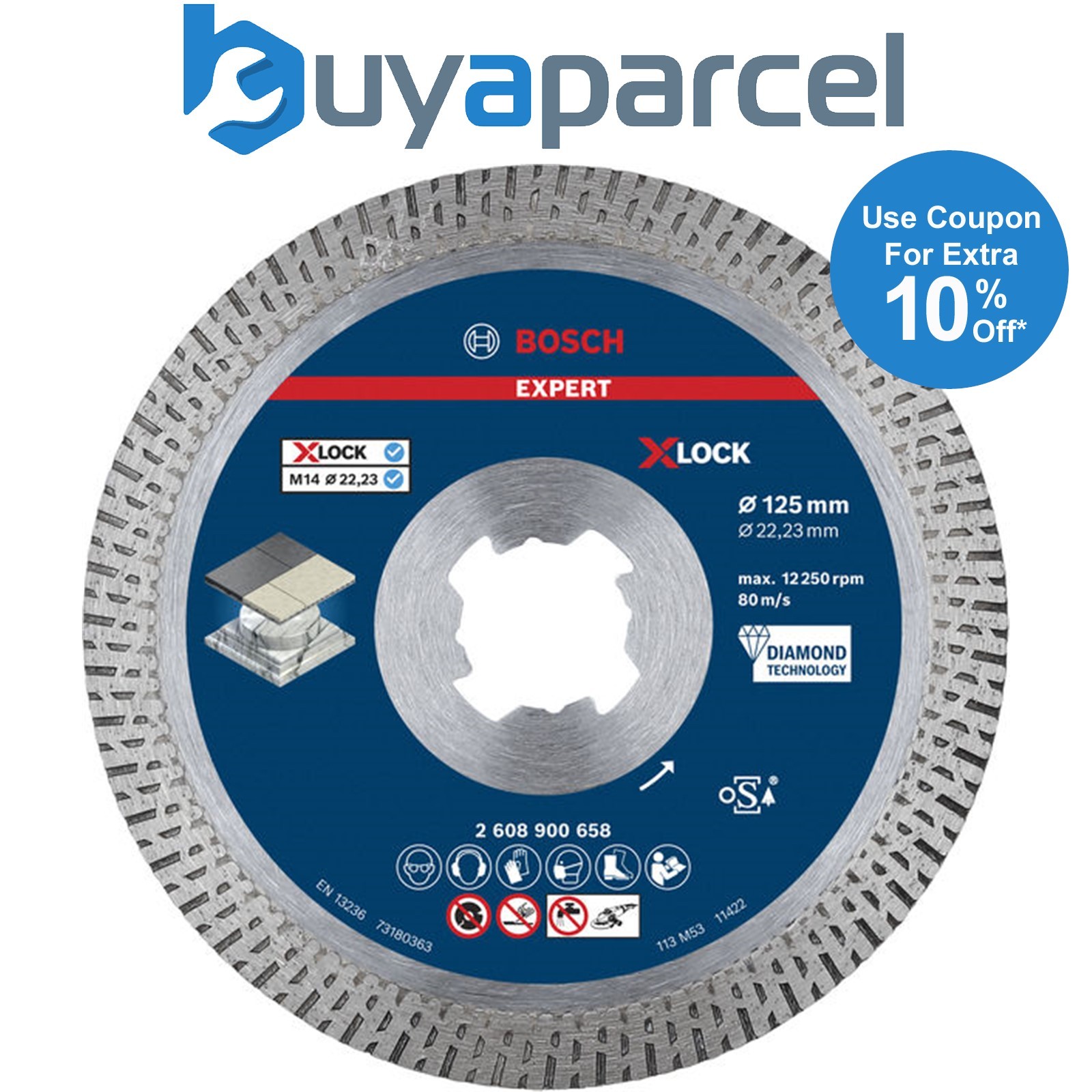 Bosch EXPERT HardCeramic X-LOCK Diamond Cutting Disc 125 x 22.23 x 1.4 x 10mm
