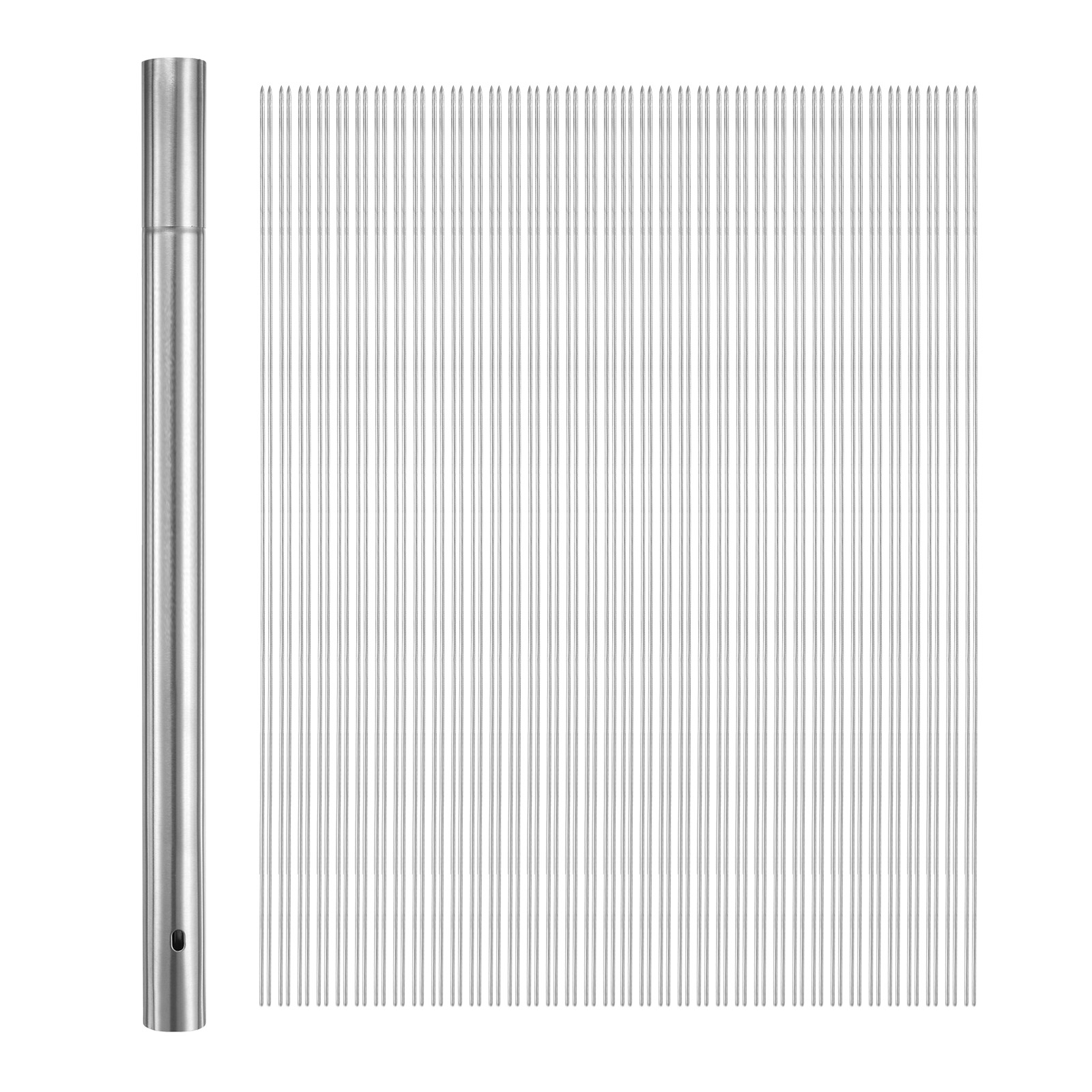 100pcs Kebob Skewers 40cm x 2.8cm Stainless Steel Round Sticks with Tube Storage