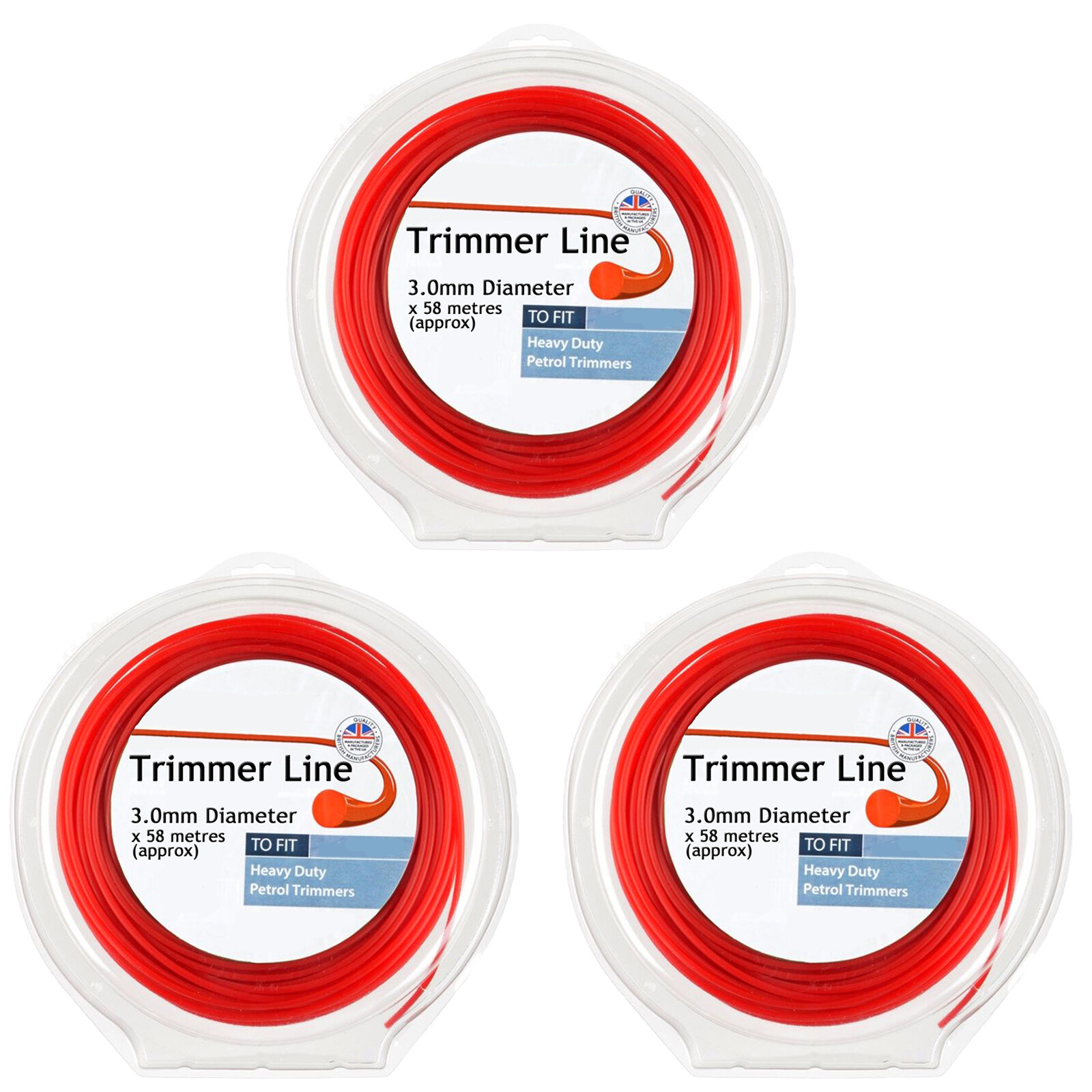 Round Strimmer Line 3mm x 180m for Heavy Duty Petrol Trimmer Brush Cutter