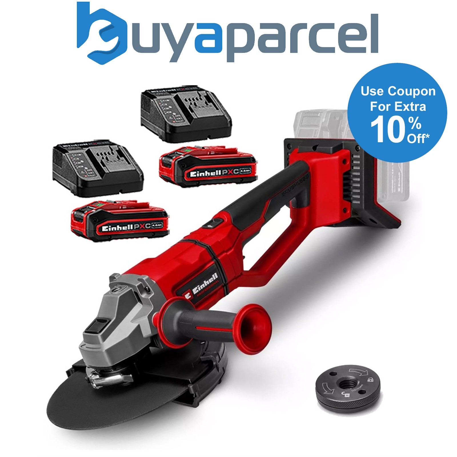 Einhell Professional Twin 18v 36v 230mm 9" Angle Grinder AXXIO - 2x4ah PLUS Bat