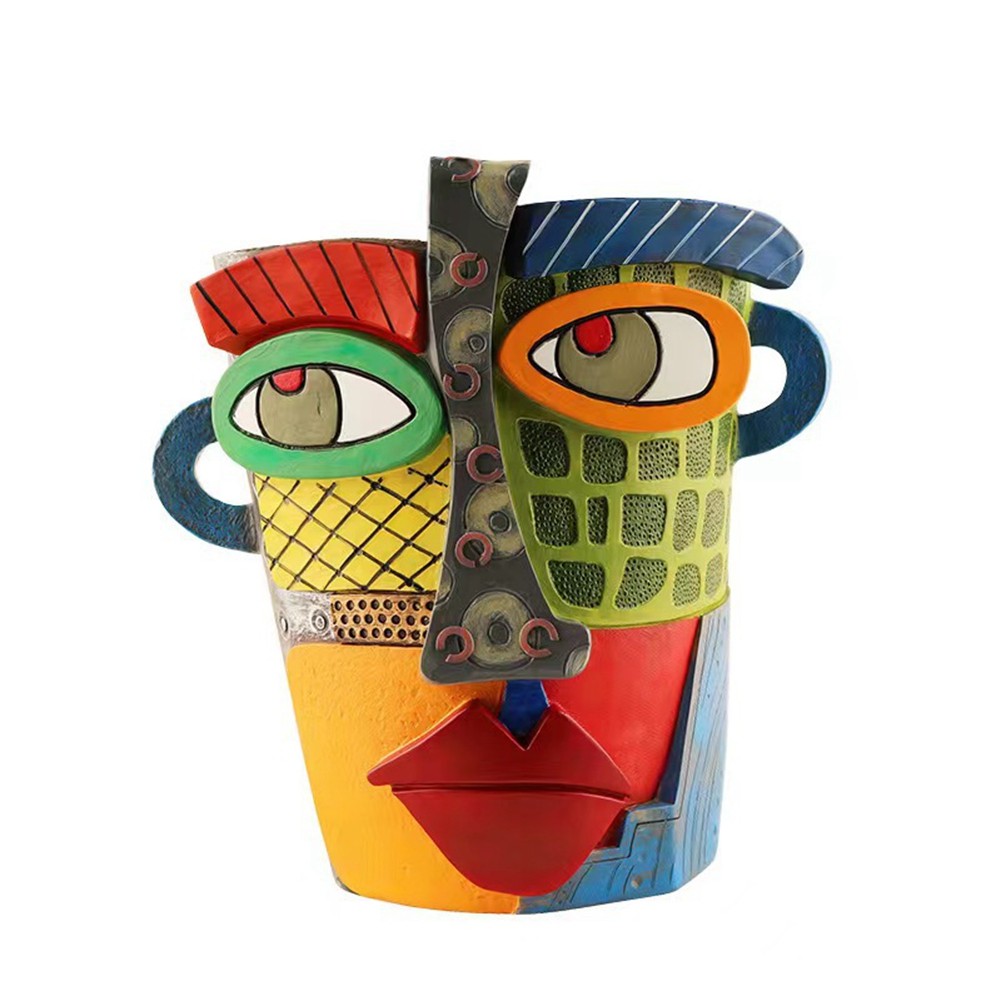 Abstract Head Planter, Graffiti Face Planter with Drainage, Flower Plant6723