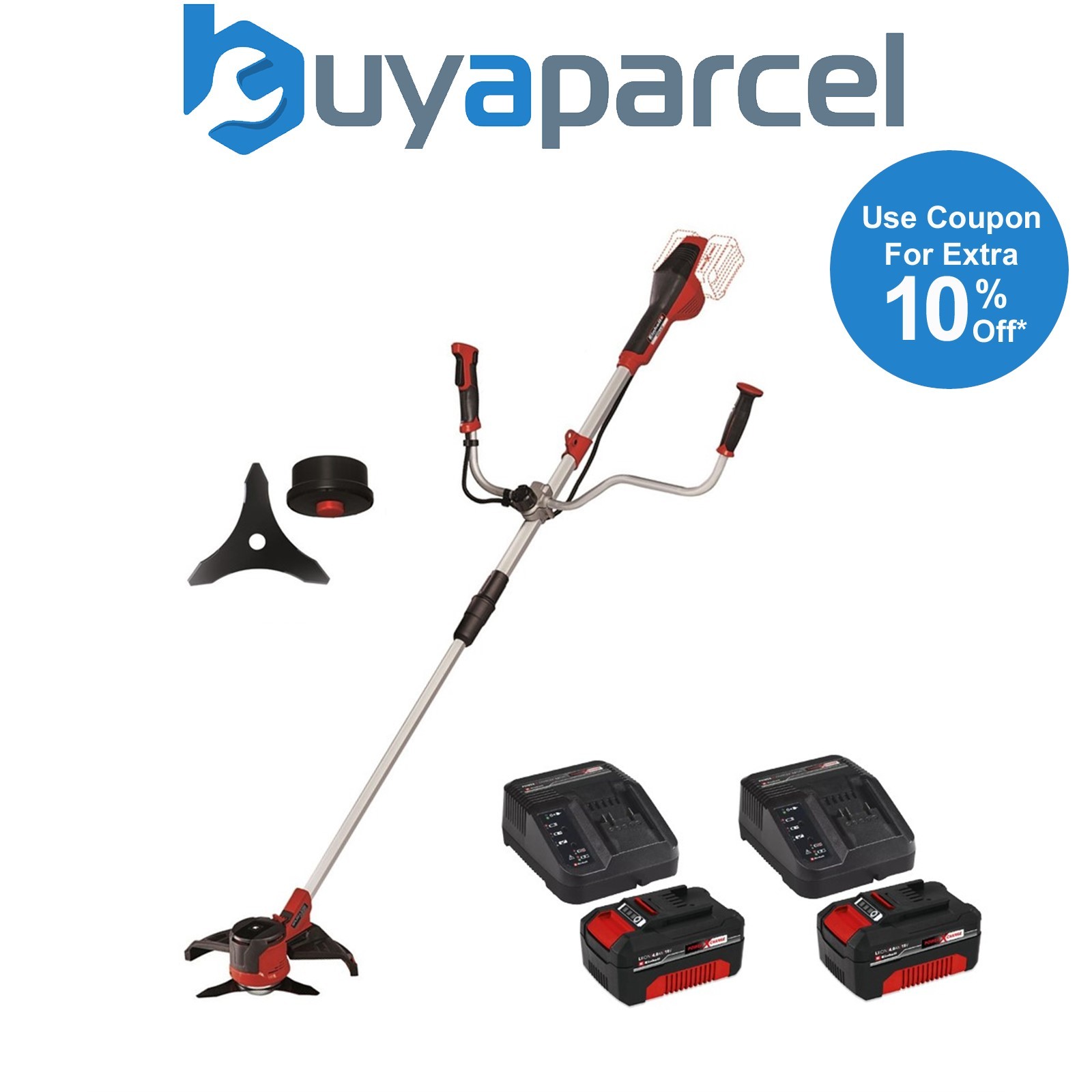 Einhell Twin 18v / 36v Cordless Brushcutter & Strimmer 2 x 4.0Ah Battery Pack