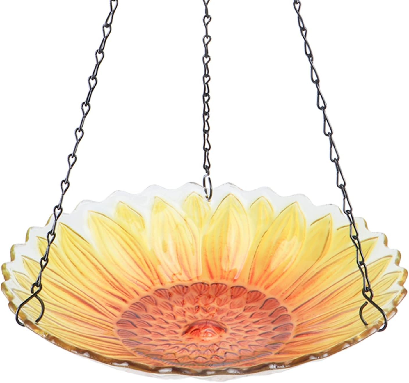 MUMTOP 11-inch Hanging Bird Bath Glass Bird Bath Outdoor Bird Feeder for Garden