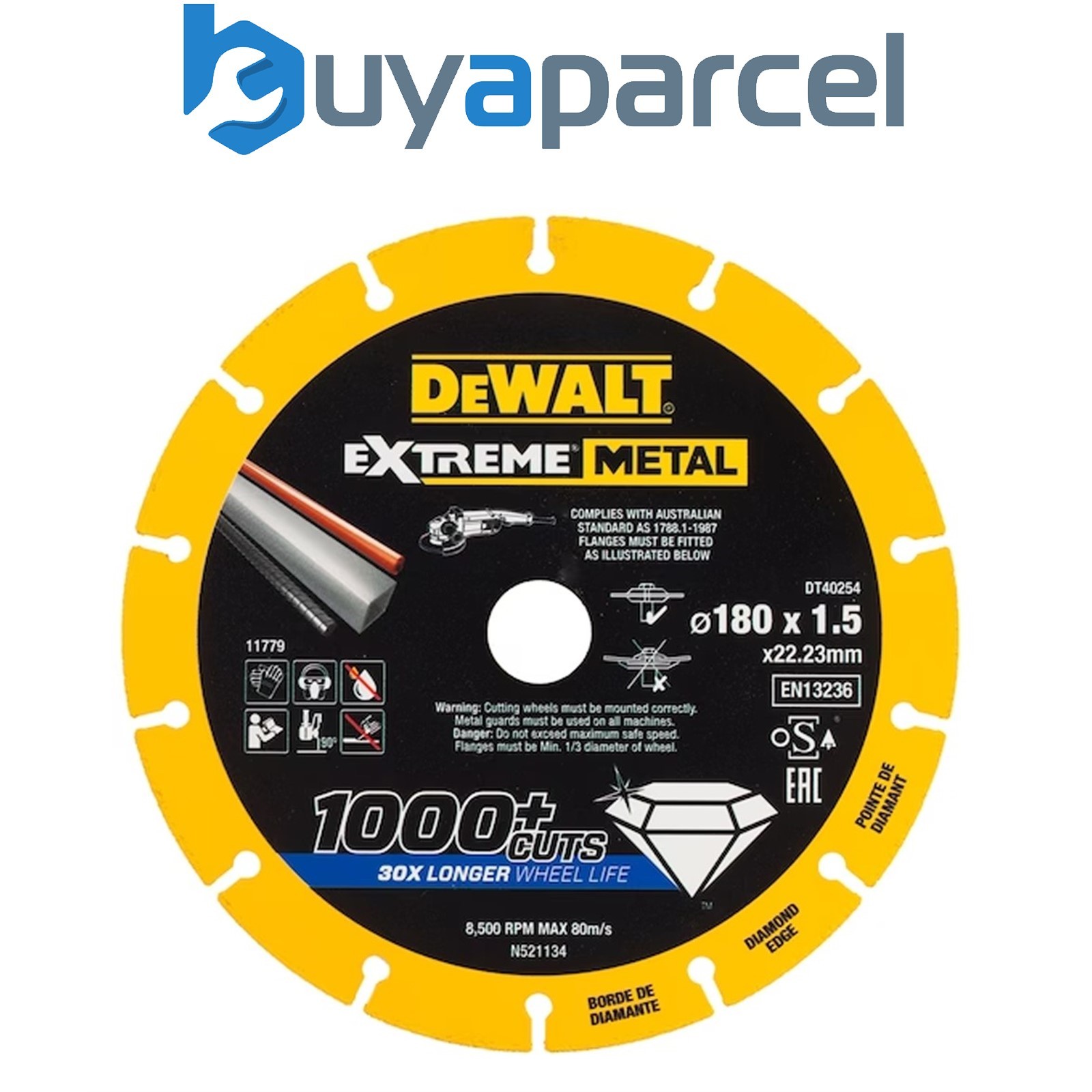 Dewalt DT40254-QZ Extreme Metal 180 x 22.23 x 1.5mm Diamond Cutting Disc