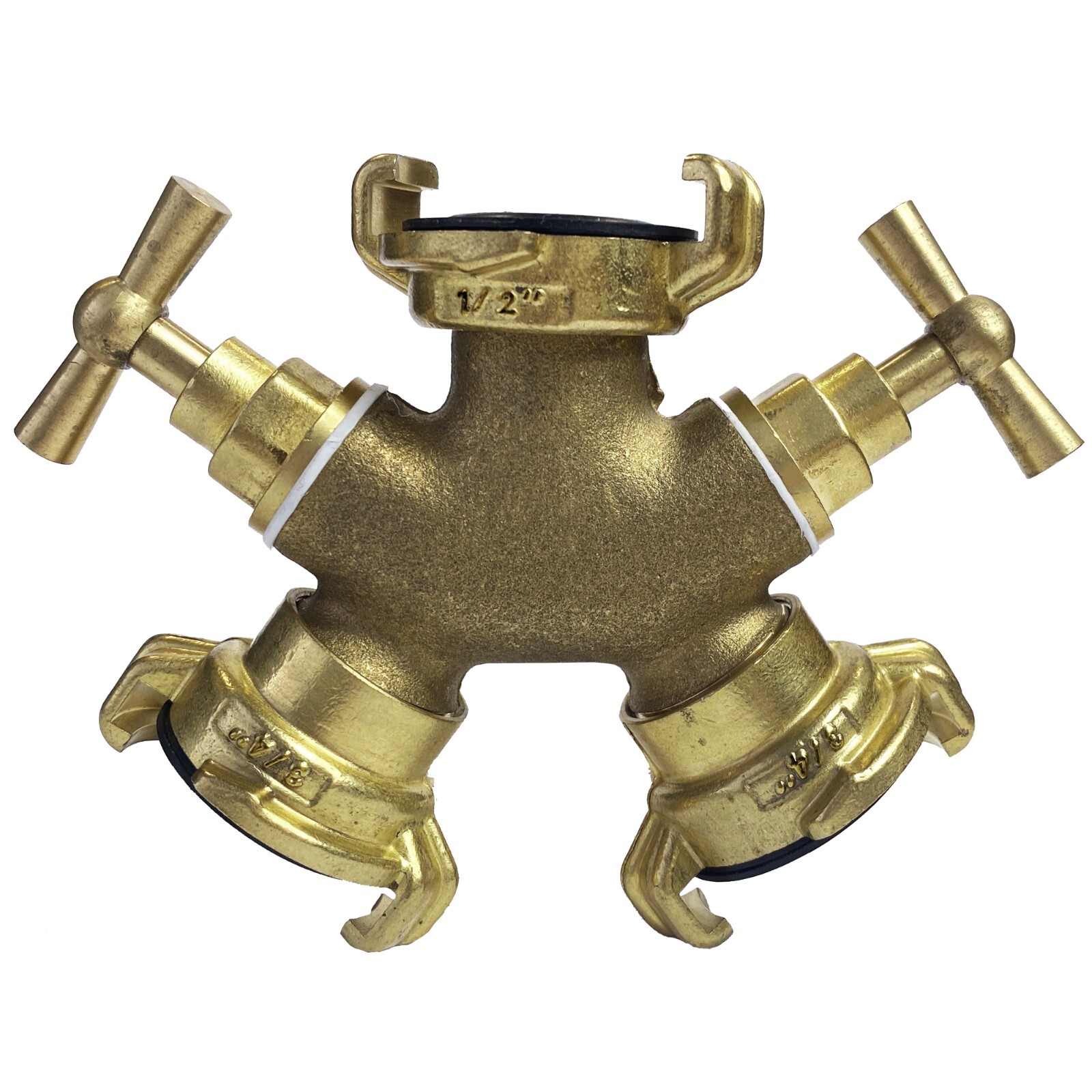 Geka type solid brass professional claw fitting ,3 way splitter with valves
