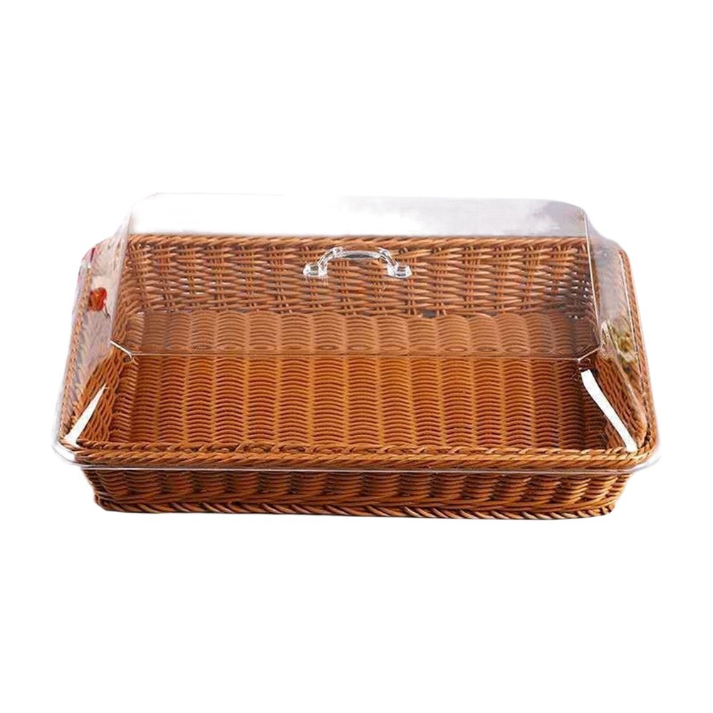 Basket with Lid,Basket with Lid for Food,Tabletop Food Serving Basket,Woven4645