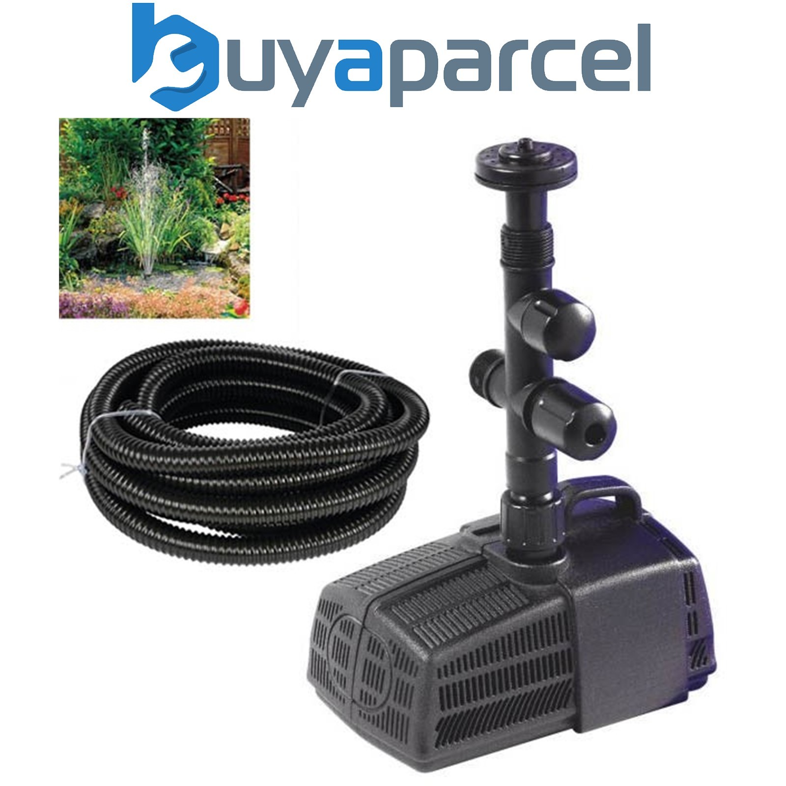 Hozelock Cascade 4000 Fountain & Waterfall Pond Pump 3344 Fish Filter & 5m Hose