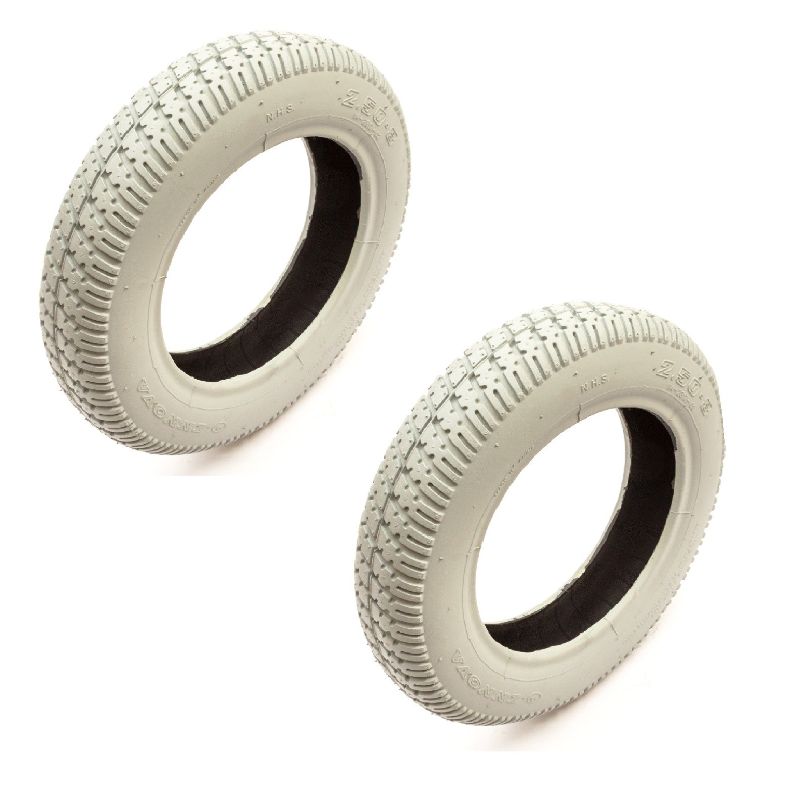 2x Mobility Scooter 14 Inch Tyre 2.50-8 Grey Block Tread Wheel Rim 4 Ply 14''