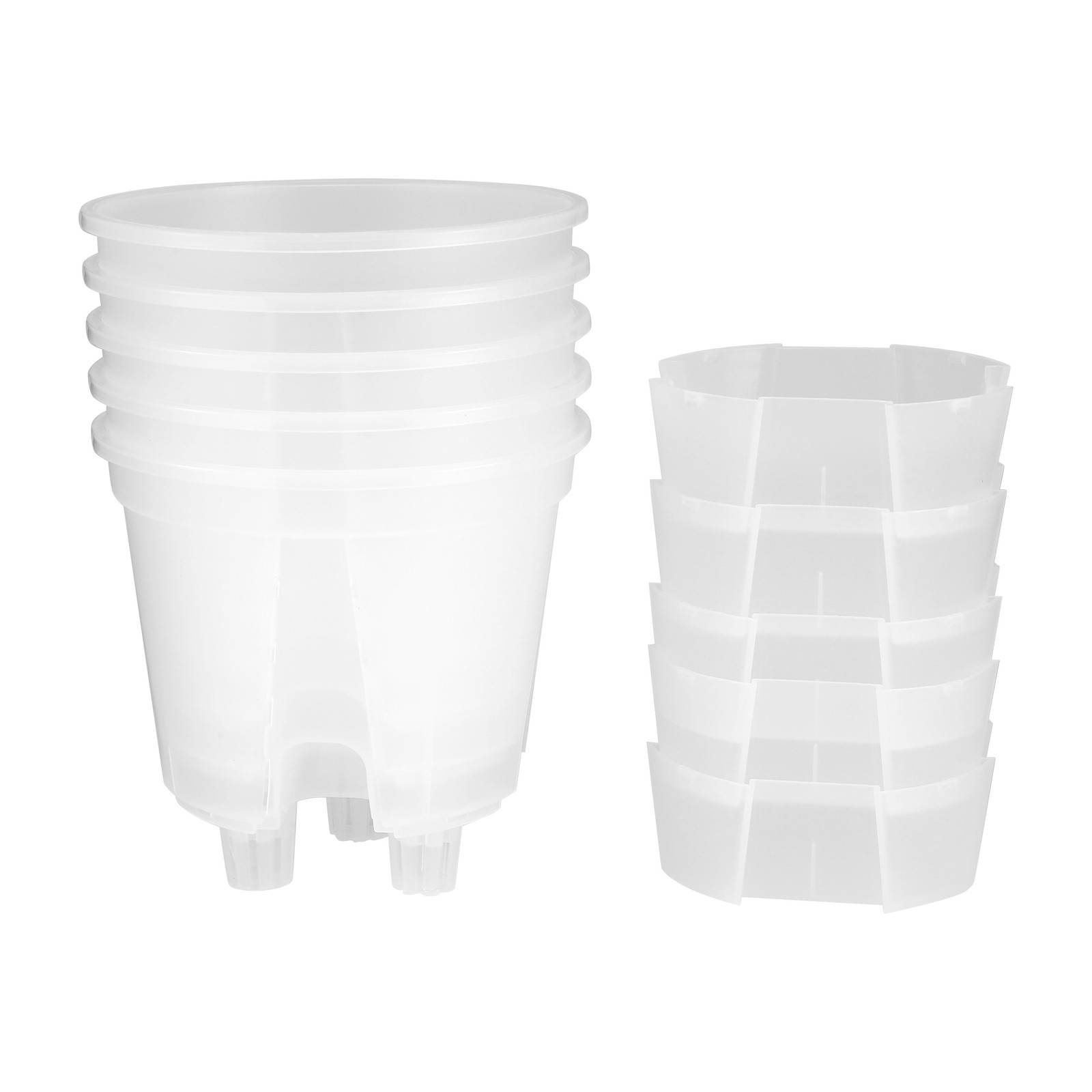 8X(6 Inch Transparent Plastic Nursery Plant Pots 5 Pack with Deep Reservior8193