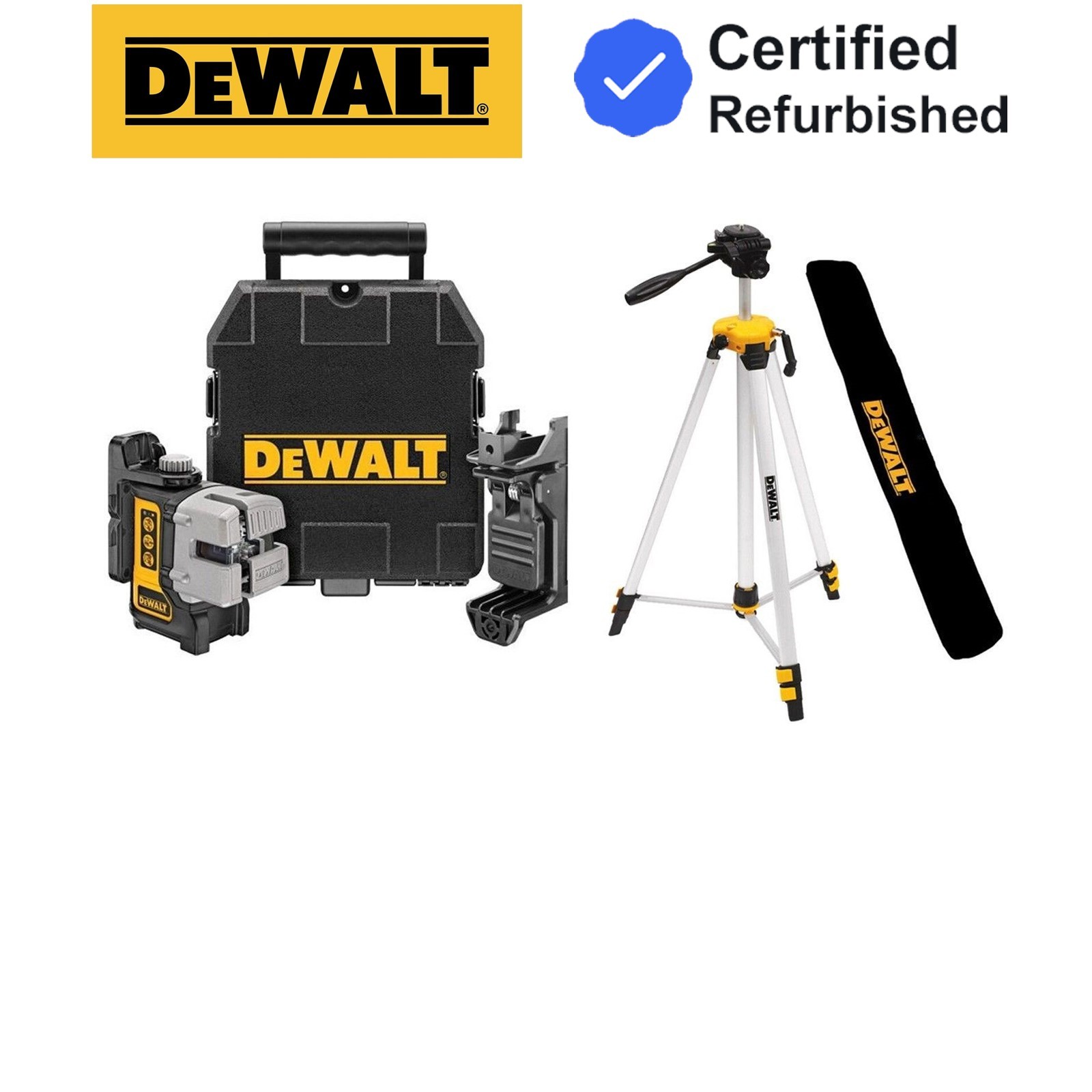 Dewalt DW089K-XJ 3 Beam 3 Way Self Levelling Multi Line Laser + Bracket + Tripod