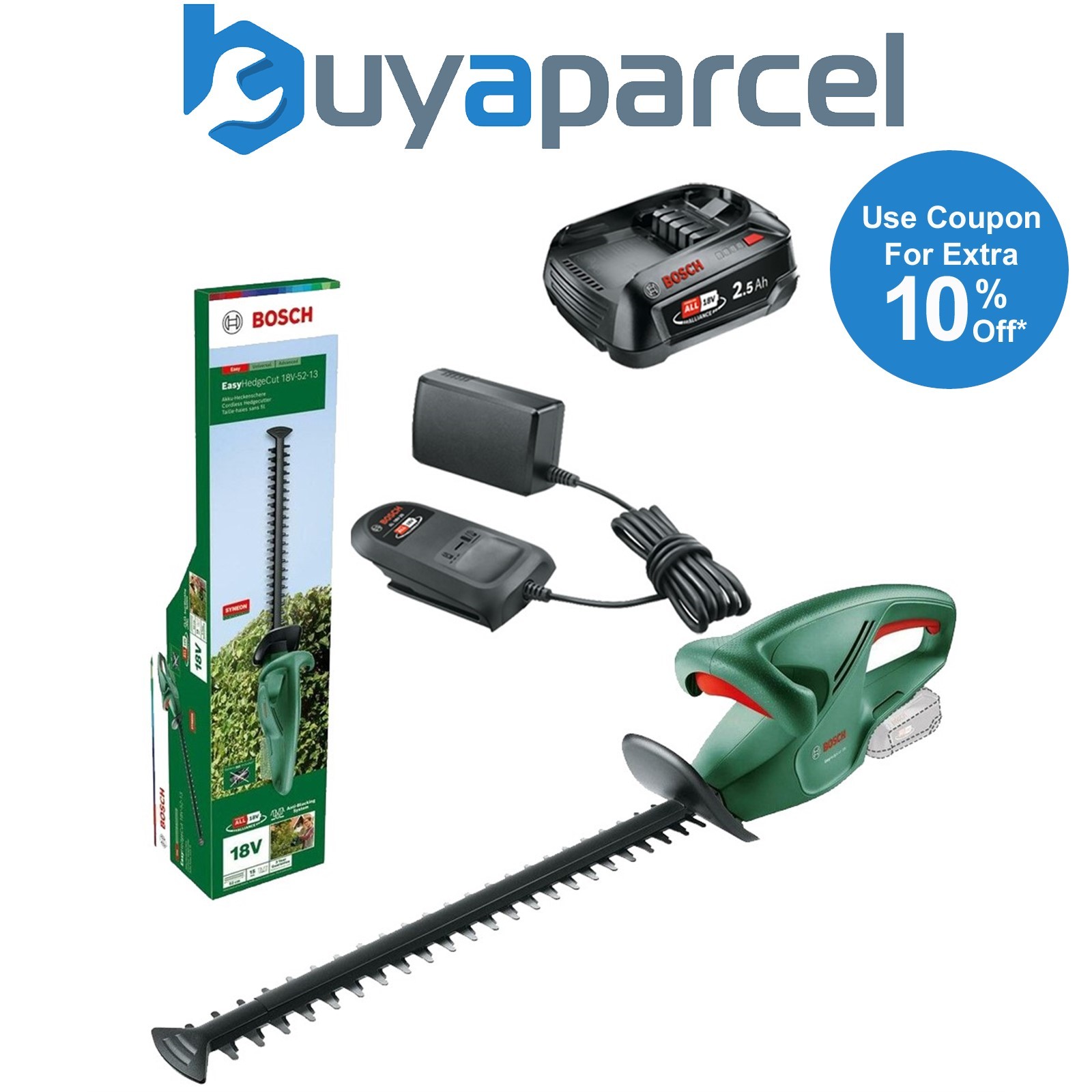 Bosch 0600849M00 52cm EasyHedgeCut 18V-52-13 18V Cordless + 2.5AH Battery kit