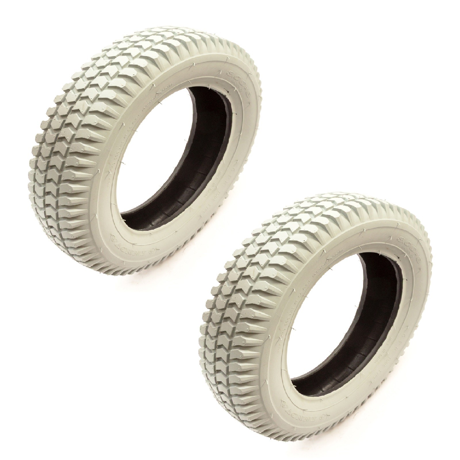 2 Pack Mobility Scooter 4 Ply Tyre 3.00-8 Pneumatic Grey Block Tread