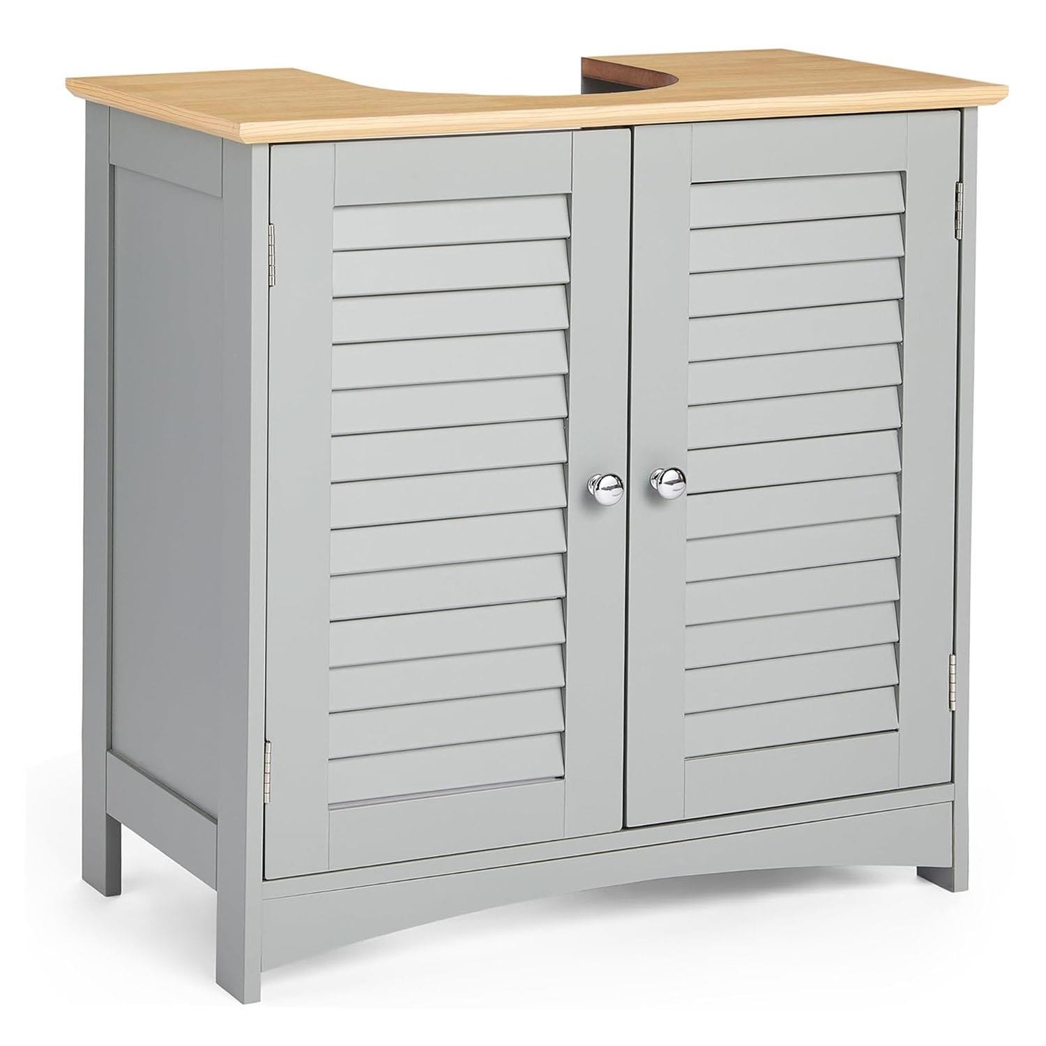 Grey Bathroom Under Sink Cabinet Basin Storage Cupboard Vanity Unit Furniture