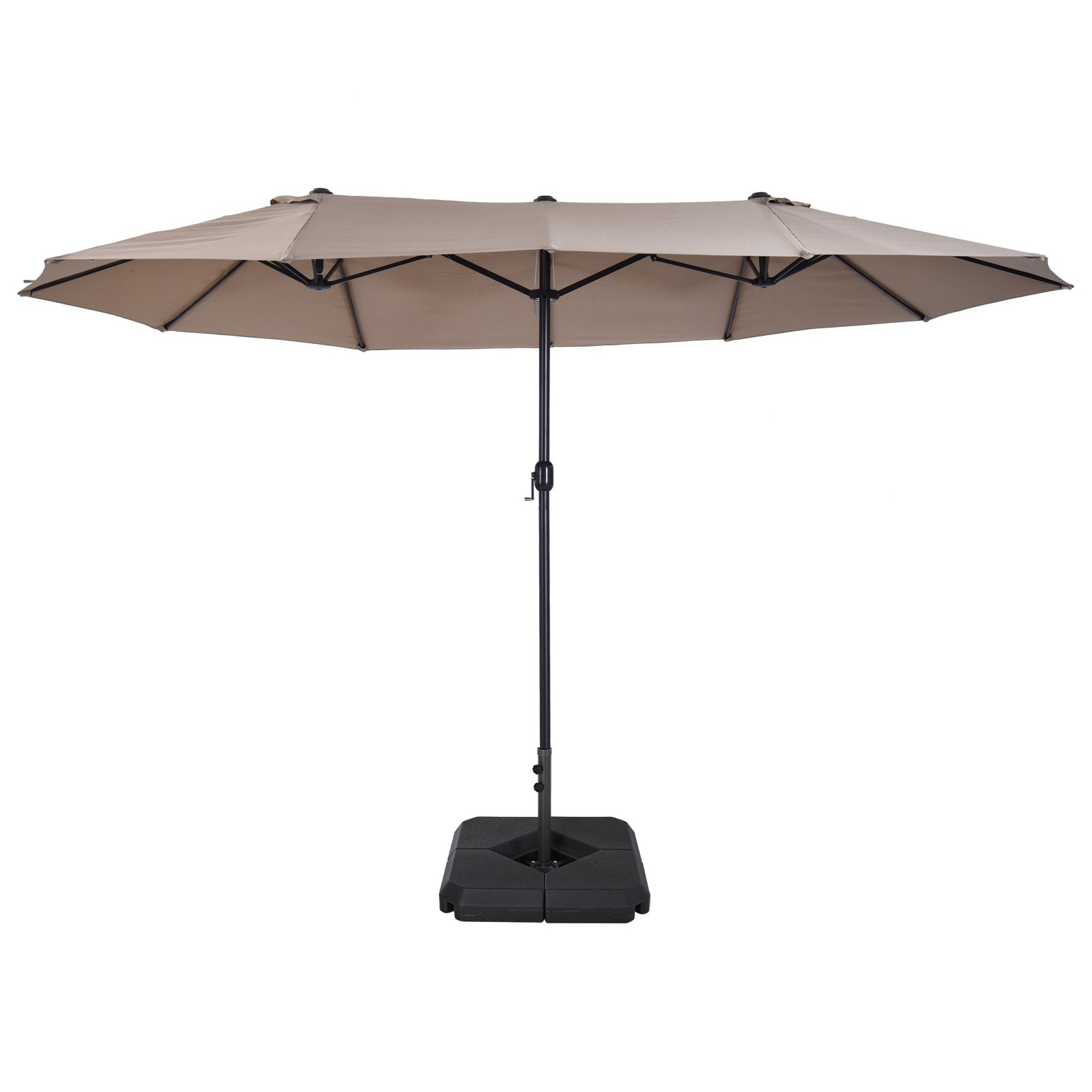 Outsunny 4.6M Garden Parasol Double-sided Crank Sun Umbrella W/ Weights Tan
