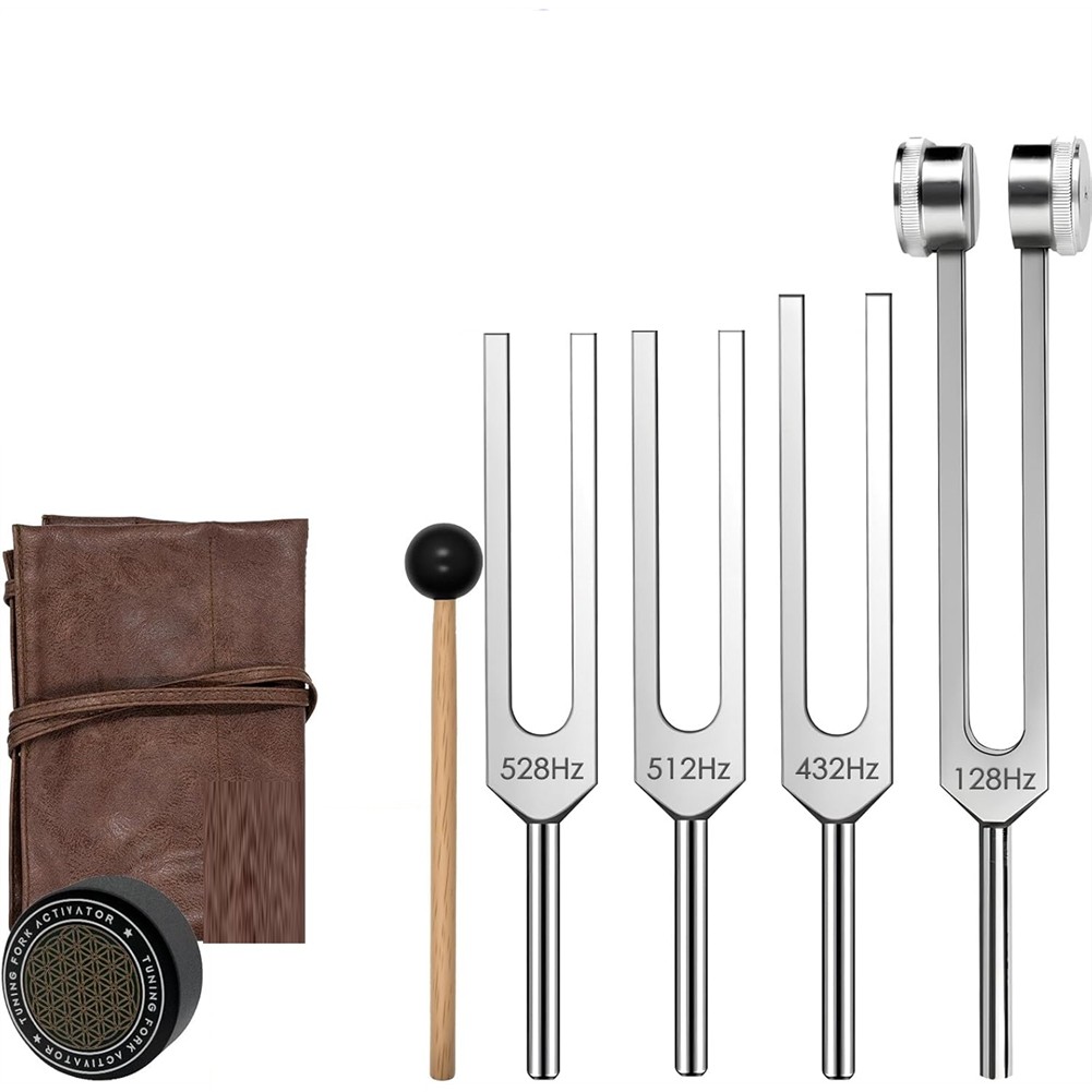 Tuning Fork Set - 128Hz 432Hz 512Hz 528Hz Weighted & Unweighted Frequency9423