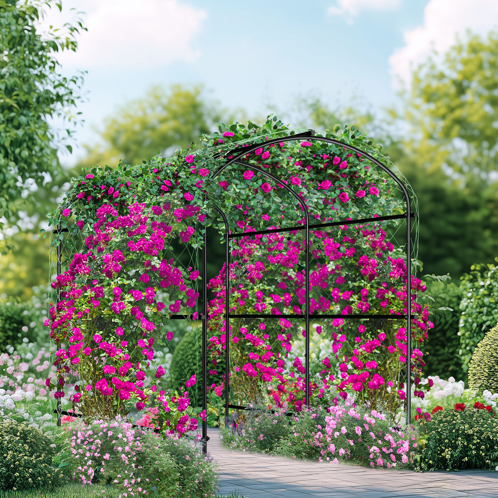 Outdoor Garden Arch Trellis Metal Tunnel Archway for Vine Climbing Plant Support