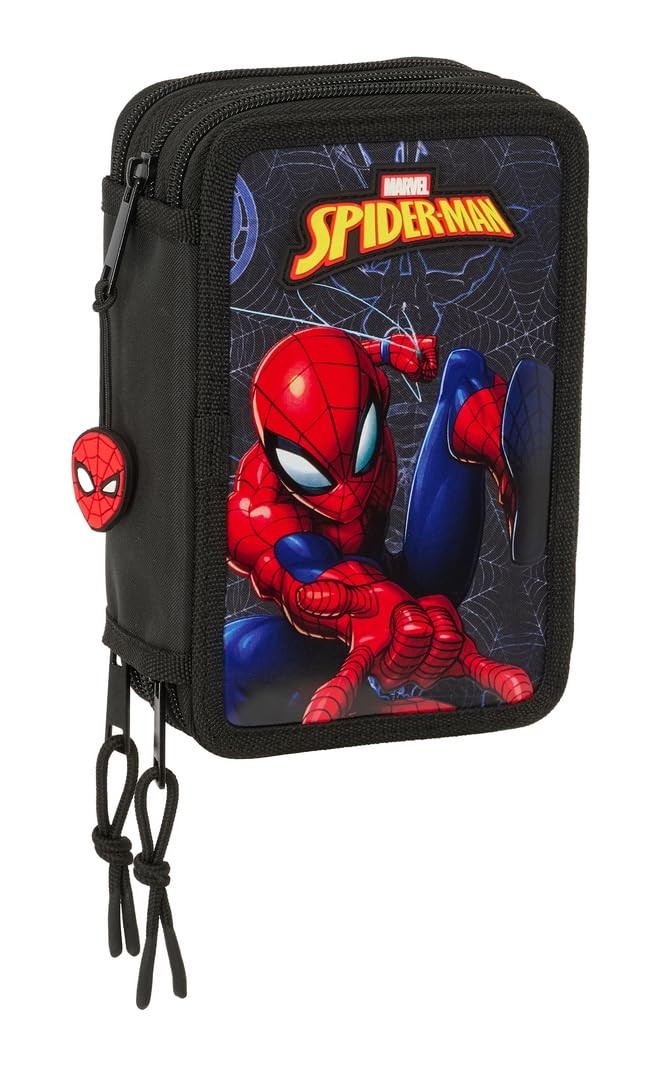 Safta SPIDERMAN ATTACK – School Pencil Case with 37 Tools Included, Children's P