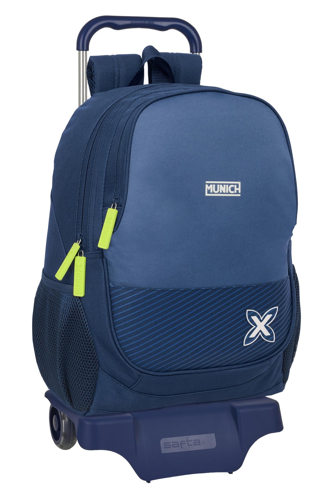 Safta MUNICH BLUE INDIGO - Large School Backpack with Trolley 905, Ideal for Chi