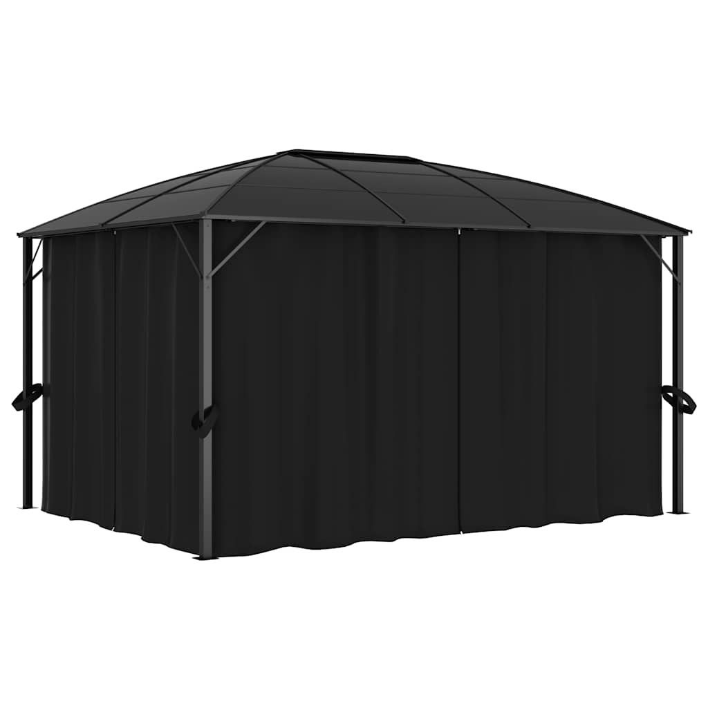 Gazebo With Curtains 400cm Anthracite Garden Canopy Shelter Party Tent vidaXL