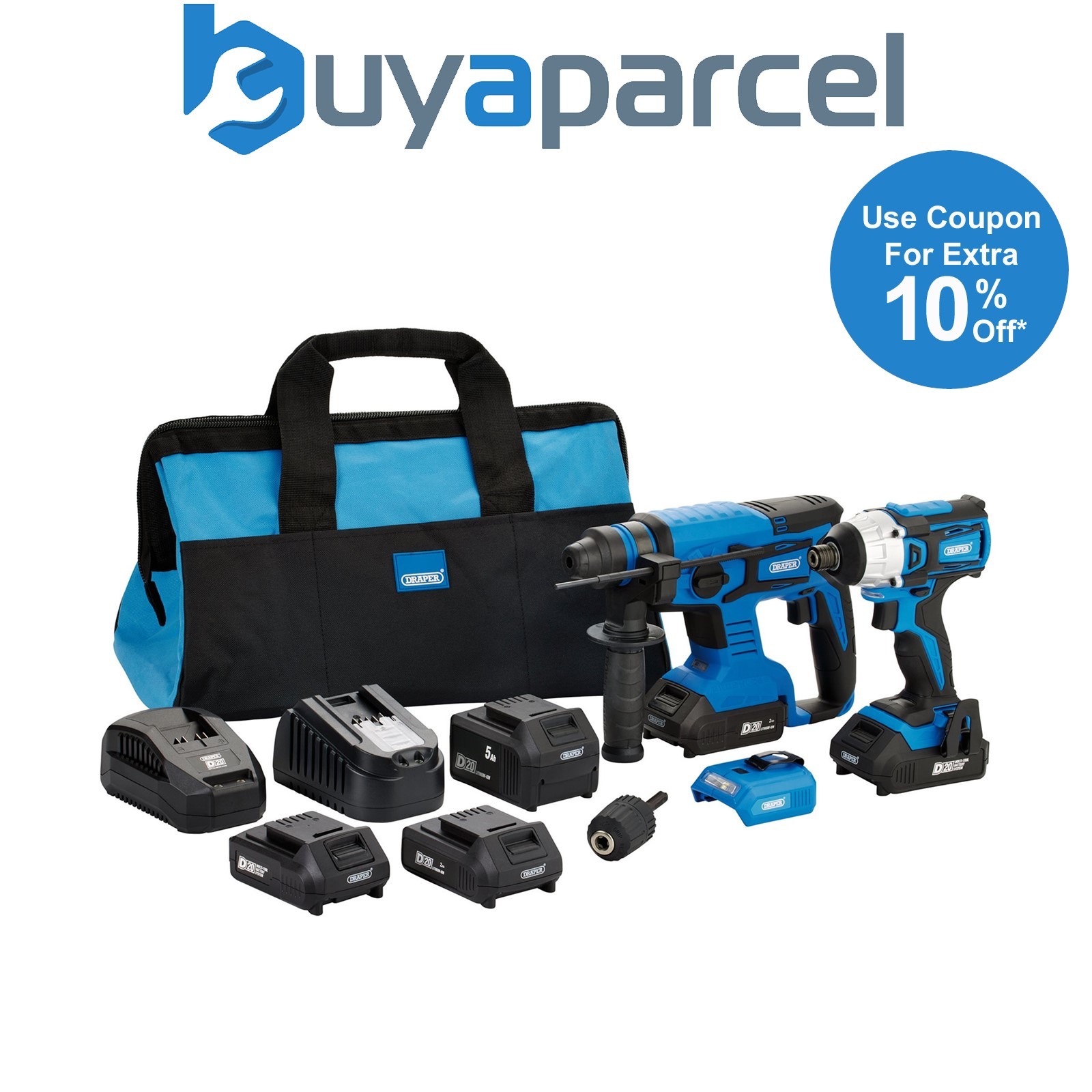 Draper 24021 D20 20V Impact Driver and SDS+ Drill Kit