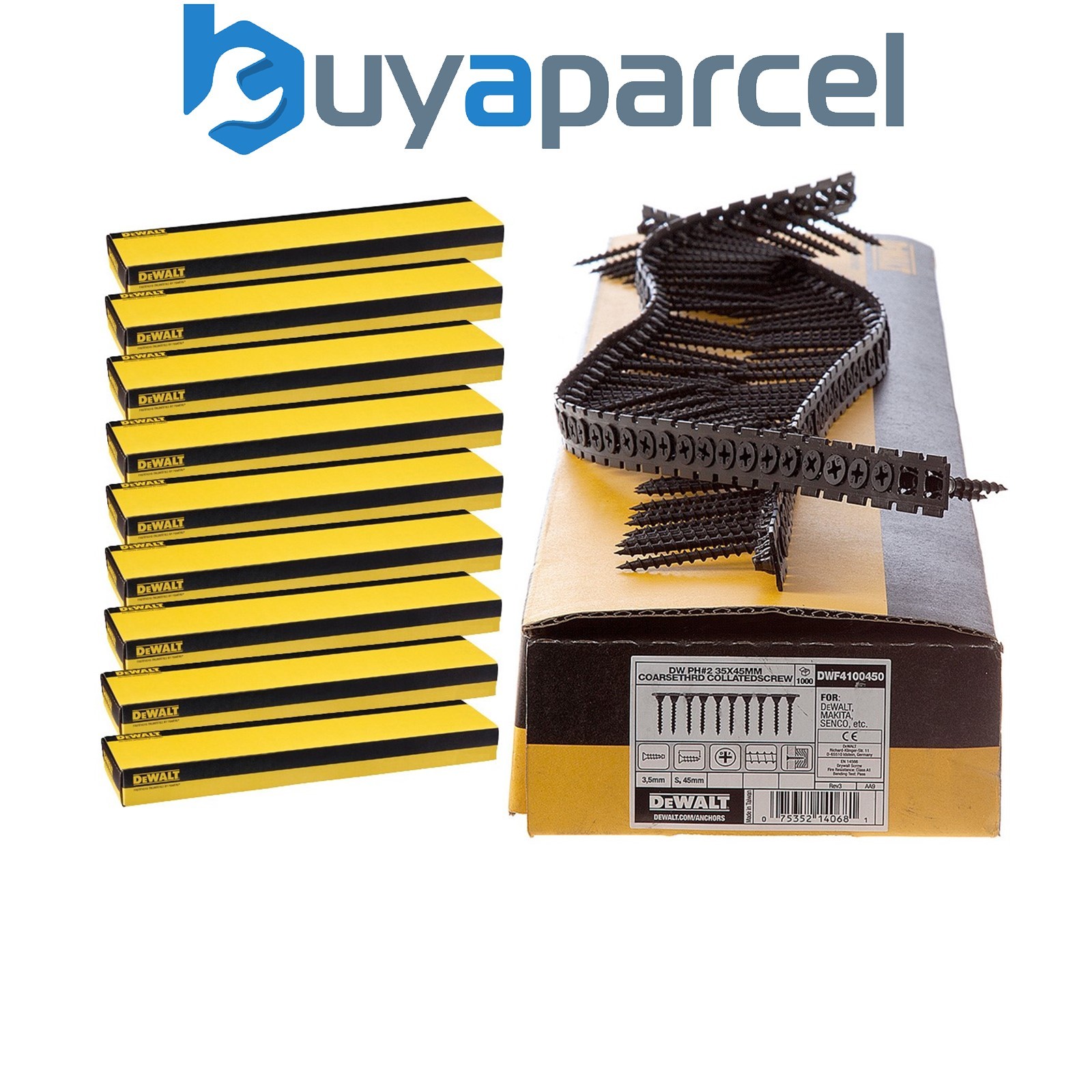 Dewalt 25mm x 3.5mm Fine Thread Collated Screws X 10,000 Fits DCF620 Makita Fein