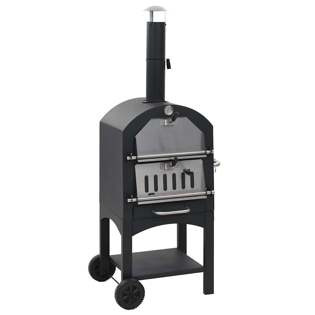 Charcoal Fired Outdoor Pizza Oven with Fireclay Stone Garden Cooker vidaXL