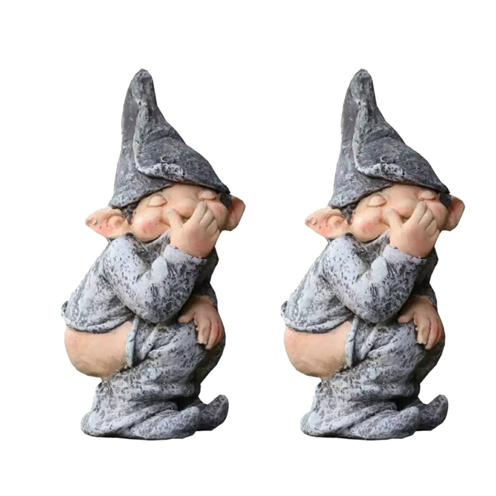 2X(Garden Ornaments, Garden Gnomes, Stinky Gnomes, Resin Craft Gnomes N2N8)4465