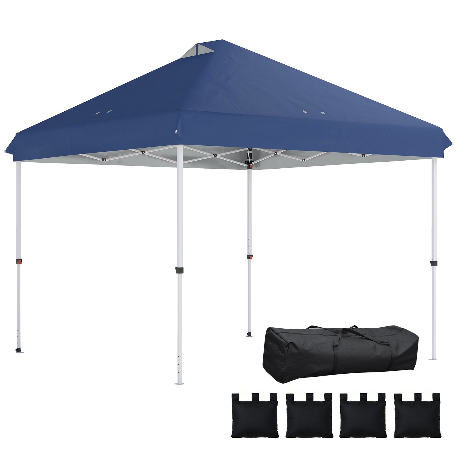 Outsunny 3x3 m Pop Up Gazebo w/ Wheels, One-Touch Party Tent, Dark Blue