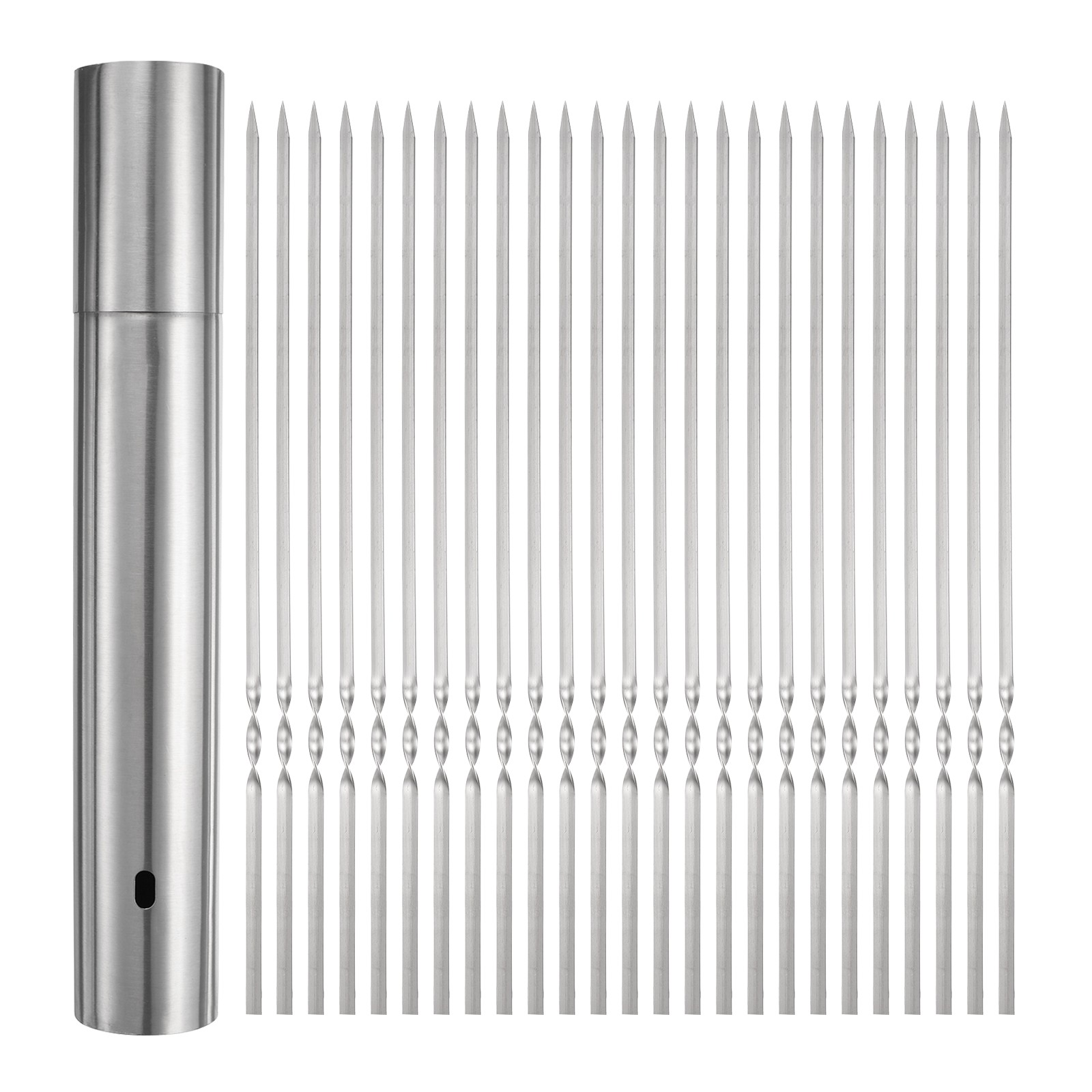 100pcs Kebob Skewers 30cm x 2.9cm Stainless Steel Flat Sticks Tube Storage