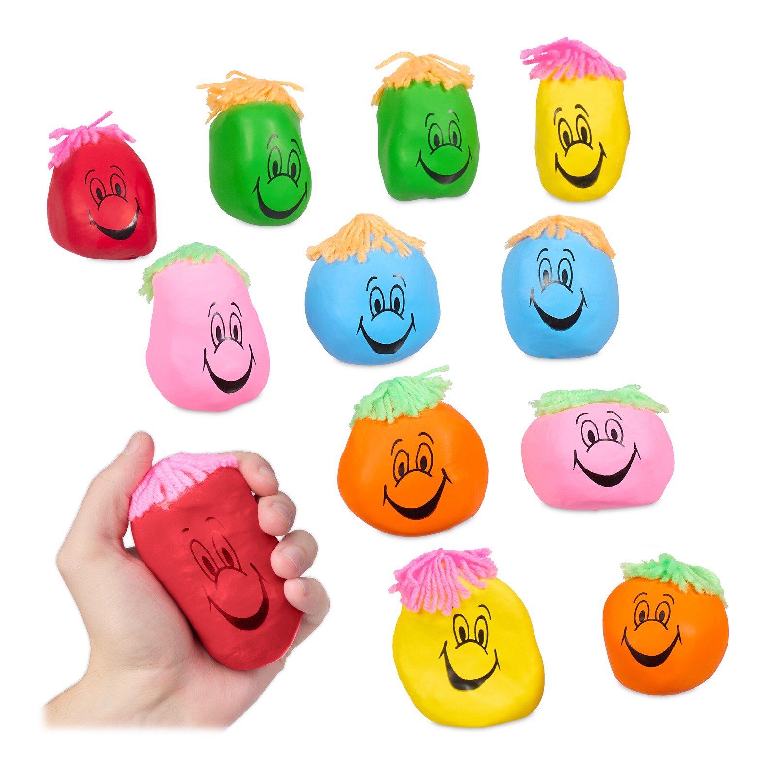 Smile Stress Relief Ball 9cm Fidget Squeezer Venting Adults Kids Colourful Set