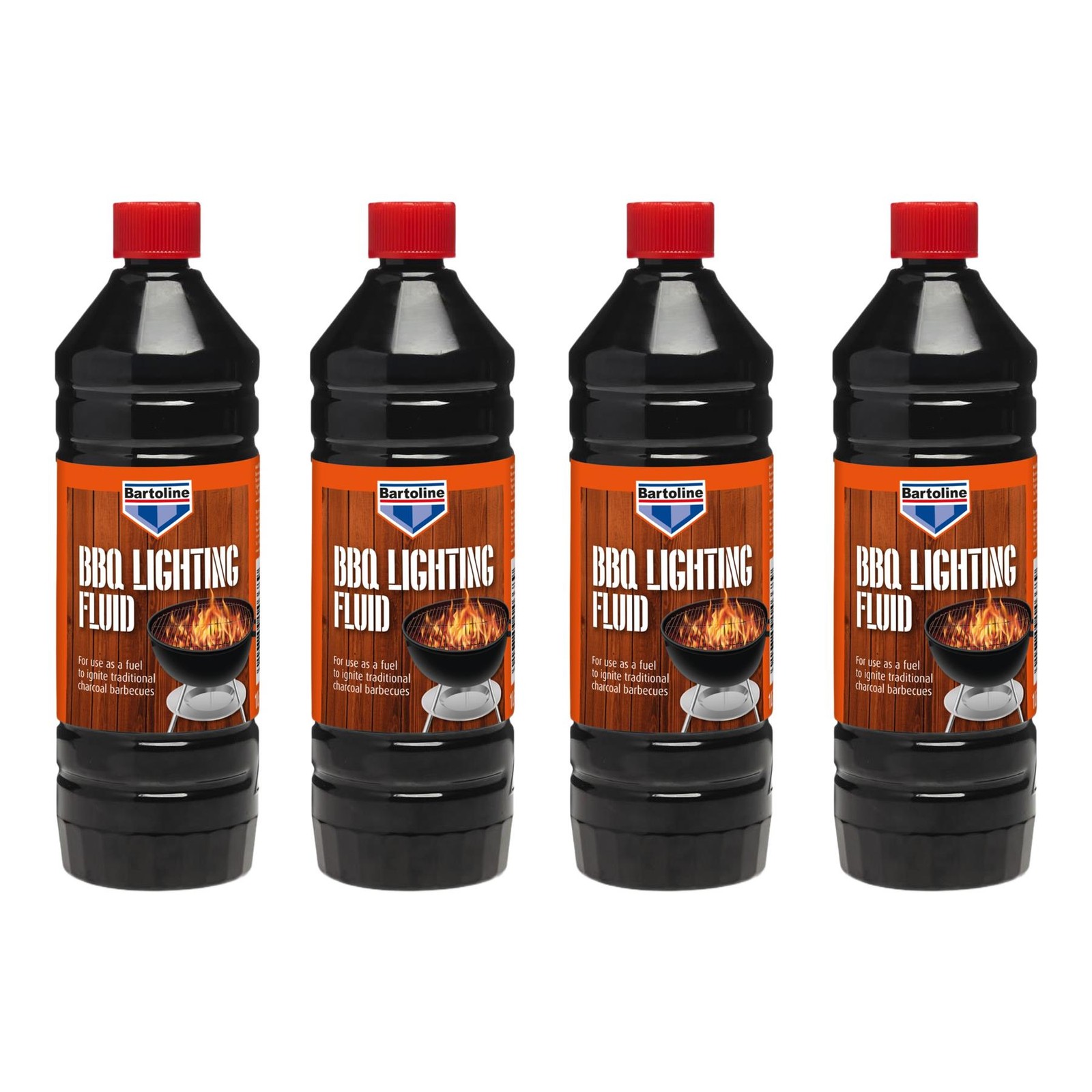 4x Bartoline BBQ Lighter Fluid Quick Lighting Efficient Fuel Grills Barbecues 1L