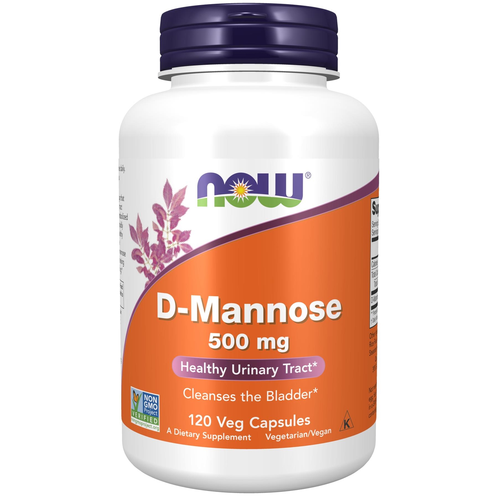 NOW Foods D-Mannose 500 mg 120 Veg Capsules, Healthy Urinary Tract, Bladder