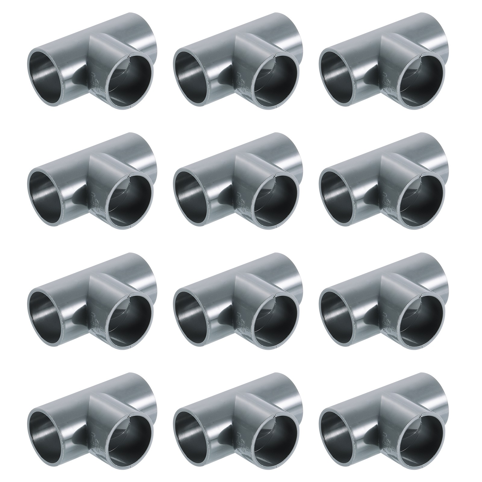 1" PVC Tee, 12 Pcs 3 Way Elbow Connector Furniture Grade PVC Tee Elbow, Grey