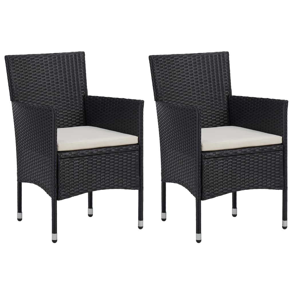 2x Garden Dining Chairs Poly Rattan Black Outdoor Armchair Lounge Seat vidaXL