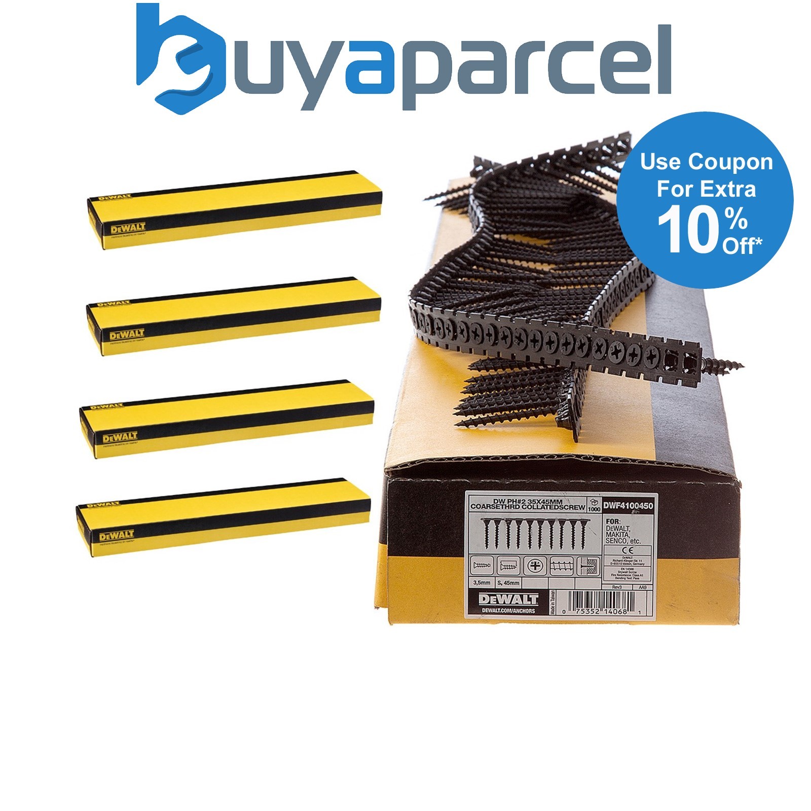 Dewalt 45mm x 3.5mm Coarse Thread Collated Screws X 5000 Fits DCF620 Makita Fein