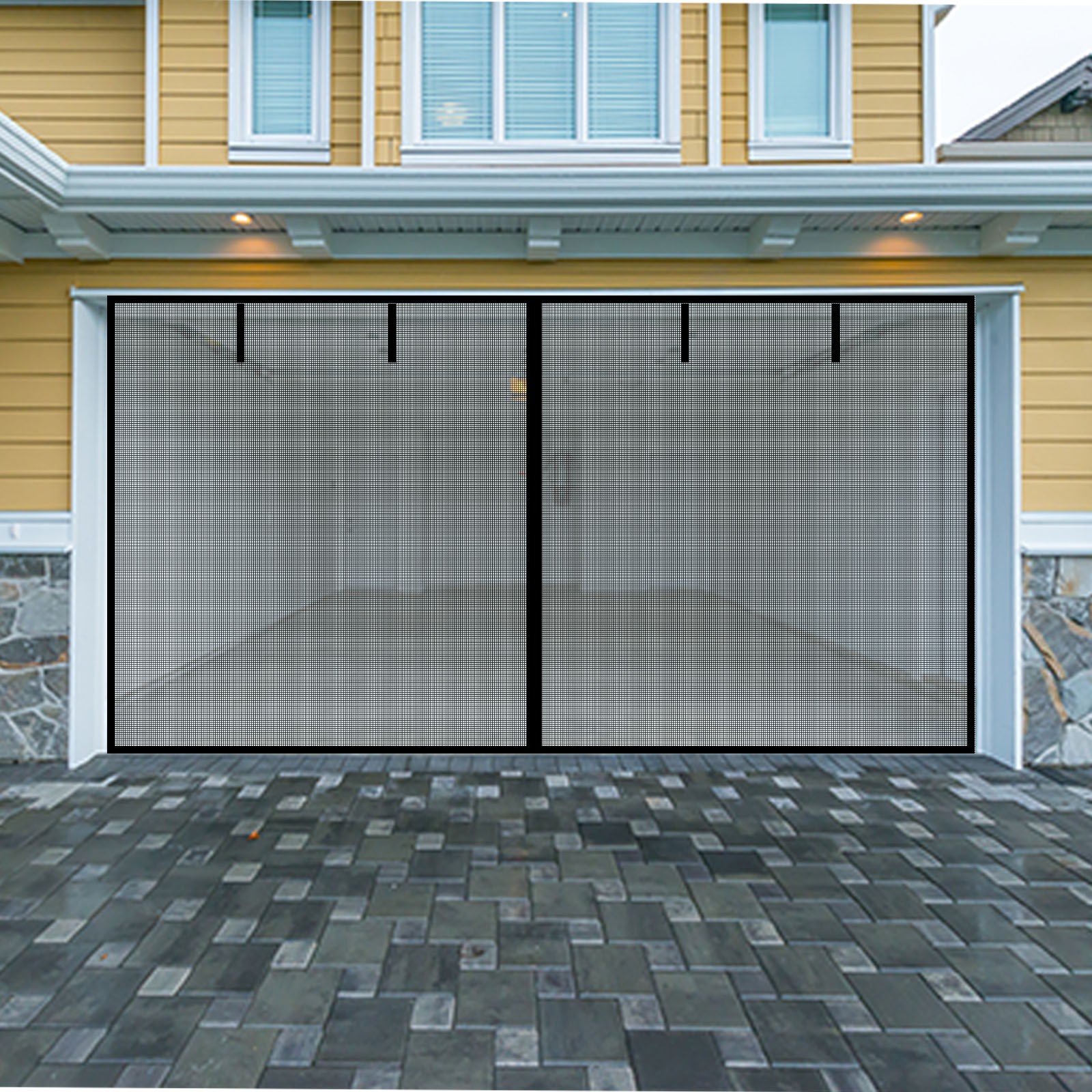 Magnetic Double Garage Screen Door Reinforced Self Sealing, (16x7ft)