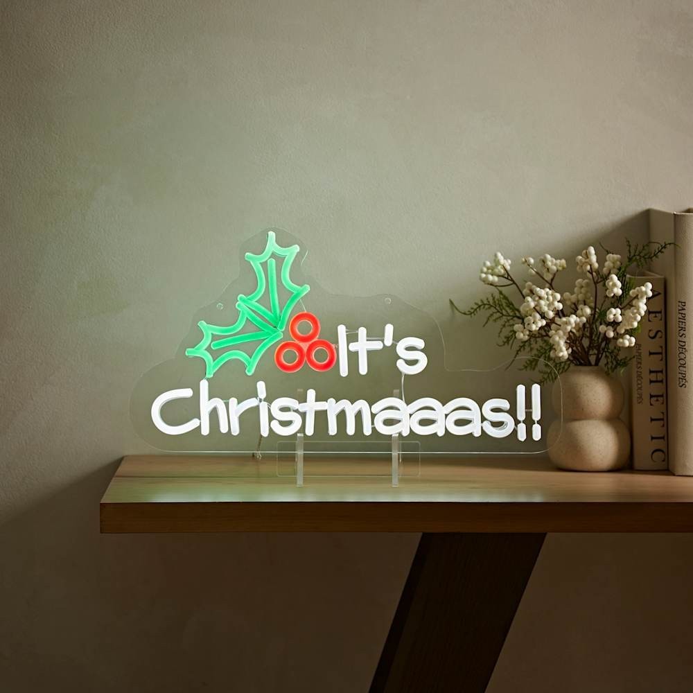 It's Christmas Hanging Light Lit Neon Sign 45cm Decoration Xmas Lighting