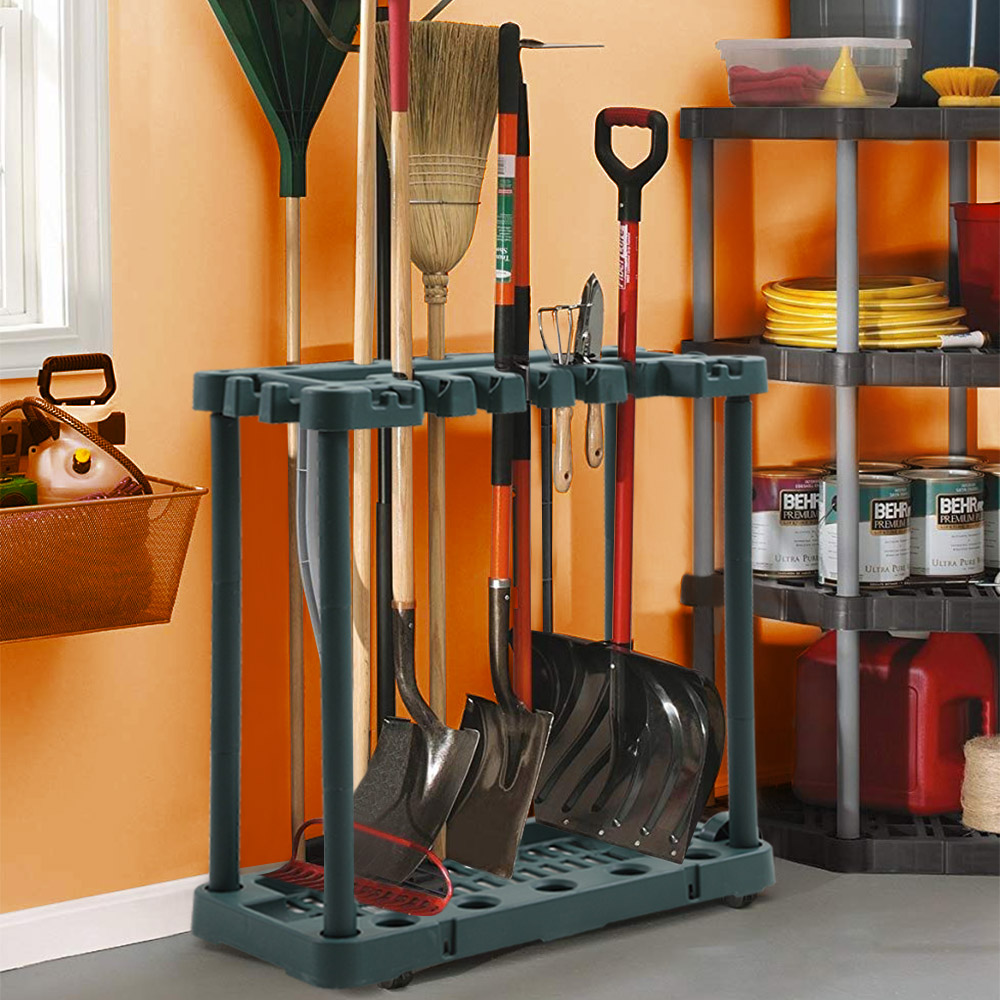 GARDEN TOOL RACK TROLLEY GARDENING EQUIPMENT STORAGE CADDY GARAGE ORGANISER