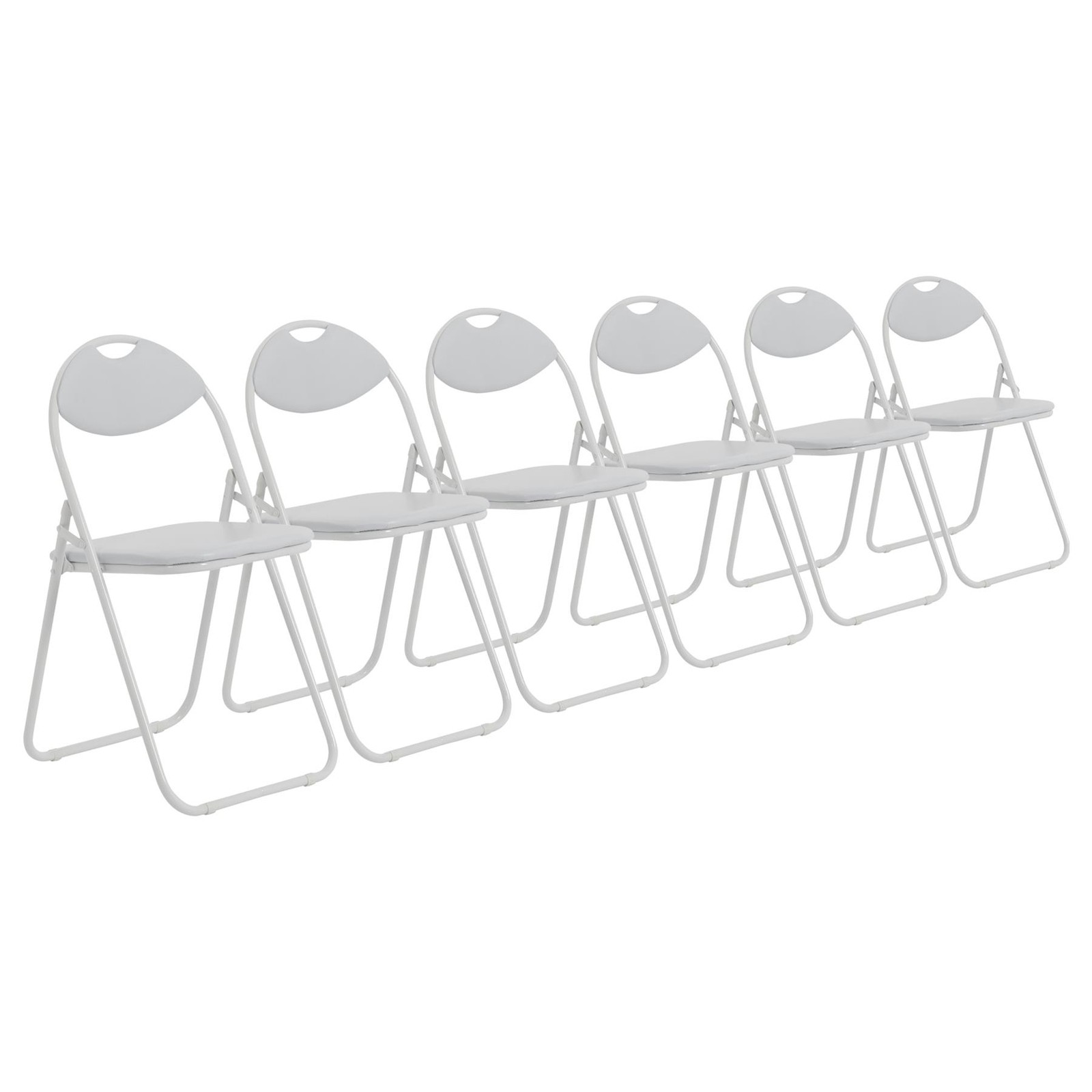 6x Padded Folding Chairs Easy Store Metal Frame Office Bedroom Seating White