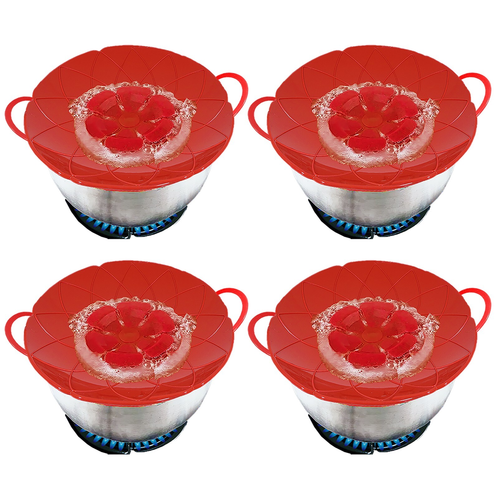 Pan Lid Splash Guard Silicone Saucepan Pot Steamer Microwave Overflow Covers x 4