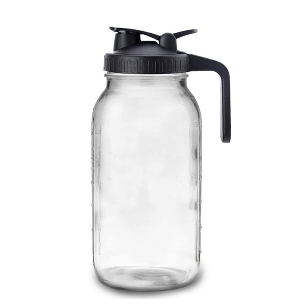 64Oz Glass Pitcher with Lid Wide Mouth Jar Leak-Proof Water Jug, for Water,9742