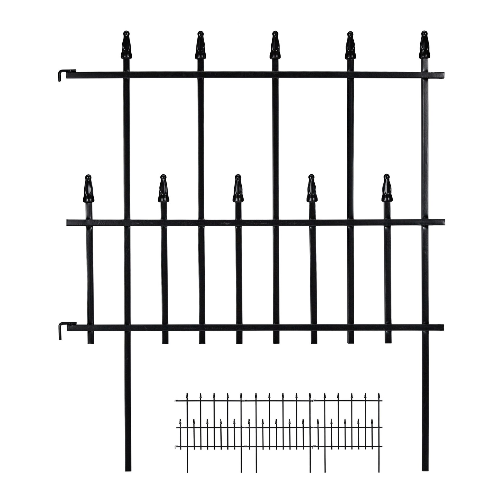 Garden fence Gothic Iron Border Flower Bed Barrier 4 Pieces Black Spiked