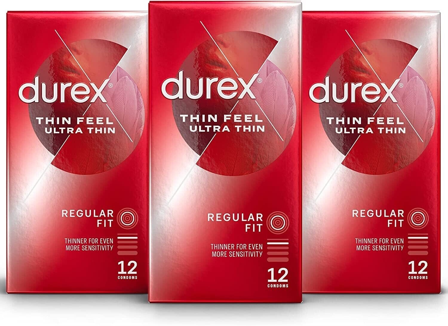 Durex Thin Feel Ultra Thin Edition Latex Condoms (3 Packs of 12) 36 Condoms