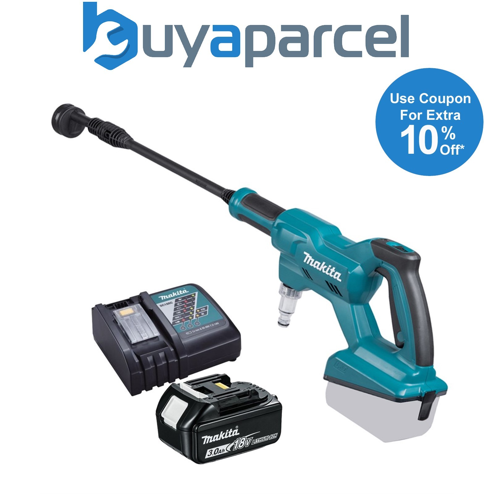 Makita DHW180 LXT 18V Cordless Pressure Washer 5 In 1 Nozzle + 3.0Ah Battery Kit