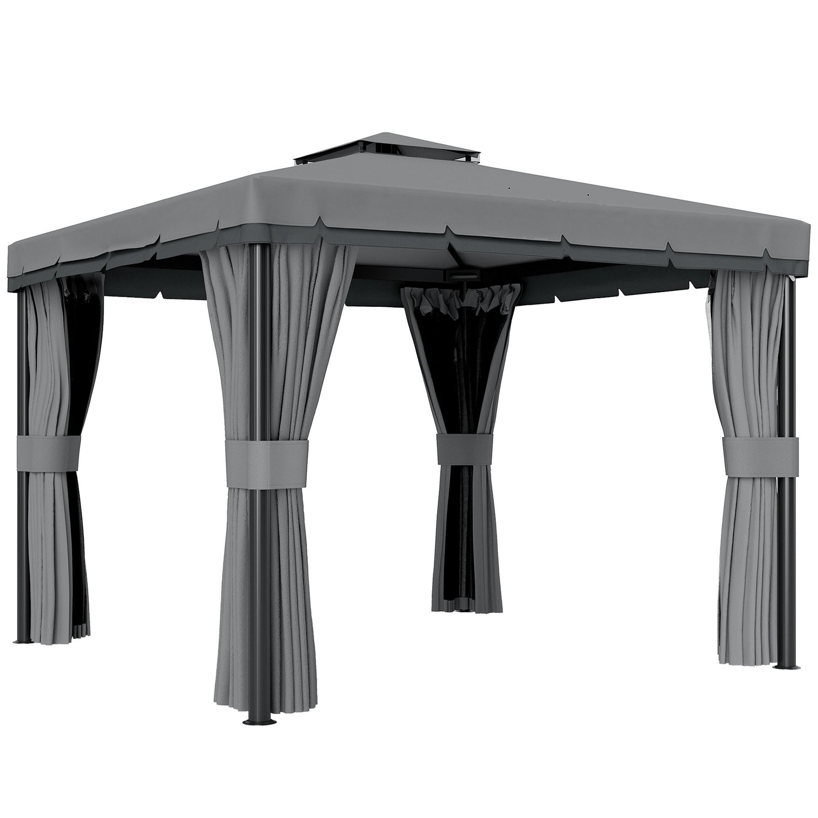 Outsunny 3 x 3(m) Patio Gazebo Garden Shelter w/ Mosquito Netting, Light Grey