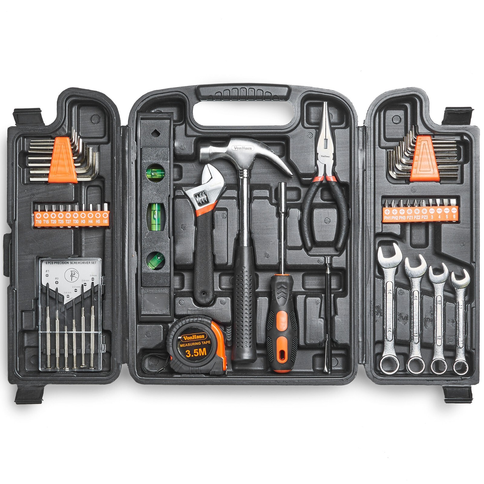 53 Pieces Tool Set for Beginners with Carry Case - VonHaus Household Tool Set