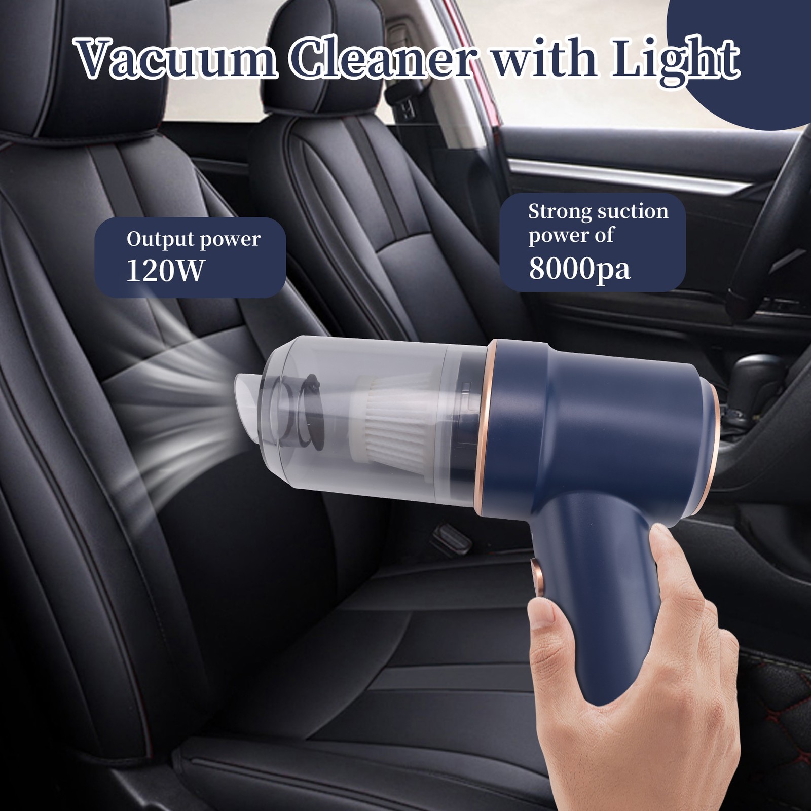 Handheld Vacuum 8000Pa, Portable Hand-Held Cordless Vacuum Cleaner120W4647