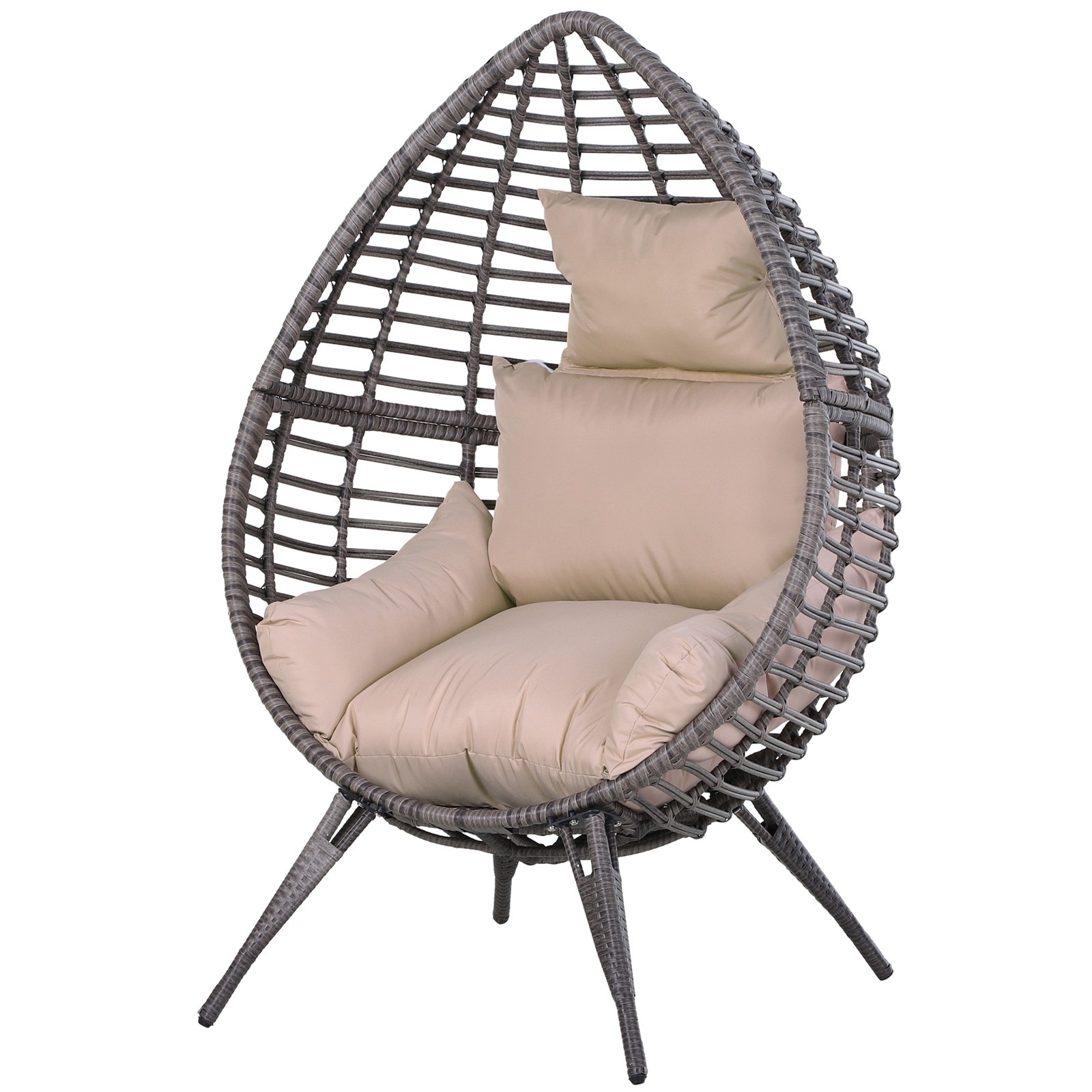 Outsunny Outdoor indoor Wicker Teardrop Chair with Cushion Rattan Lounger
